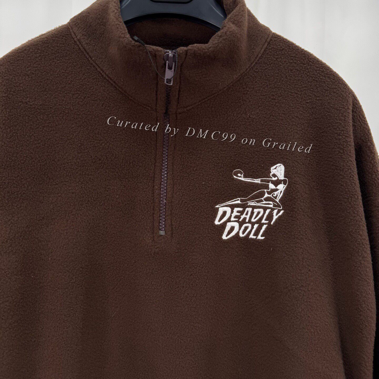 Deadly Doll Deadly Doll Brown Embroidered Fleece Half-Zip Size M / US 6-8 / IT 42-44 - 3 Thumbnail
