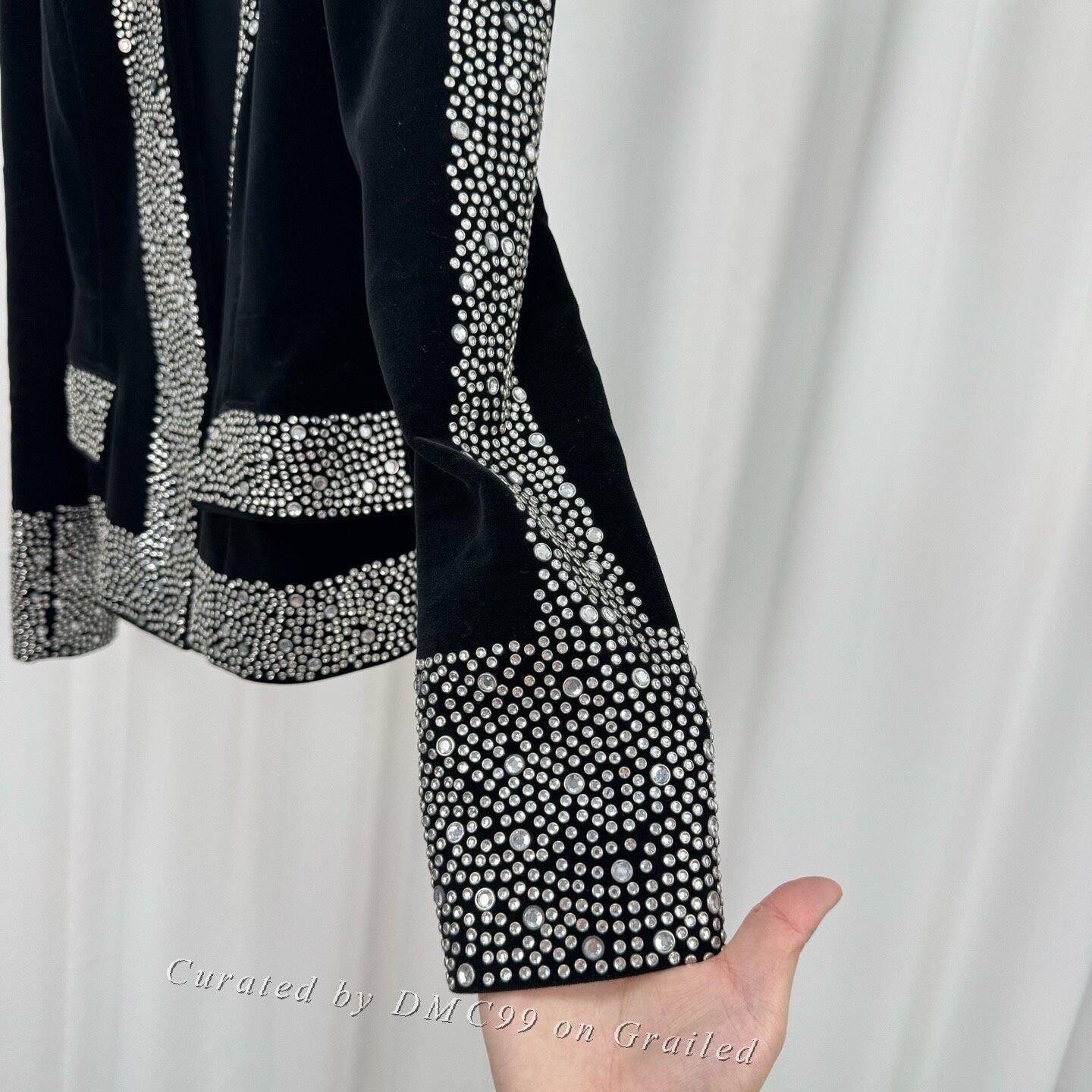 Balmain Balmain Rhinestone Velvet Shoulder Pad Jacket Size XS / US 0-2 / IT 36-38 - 4 Thumbnail