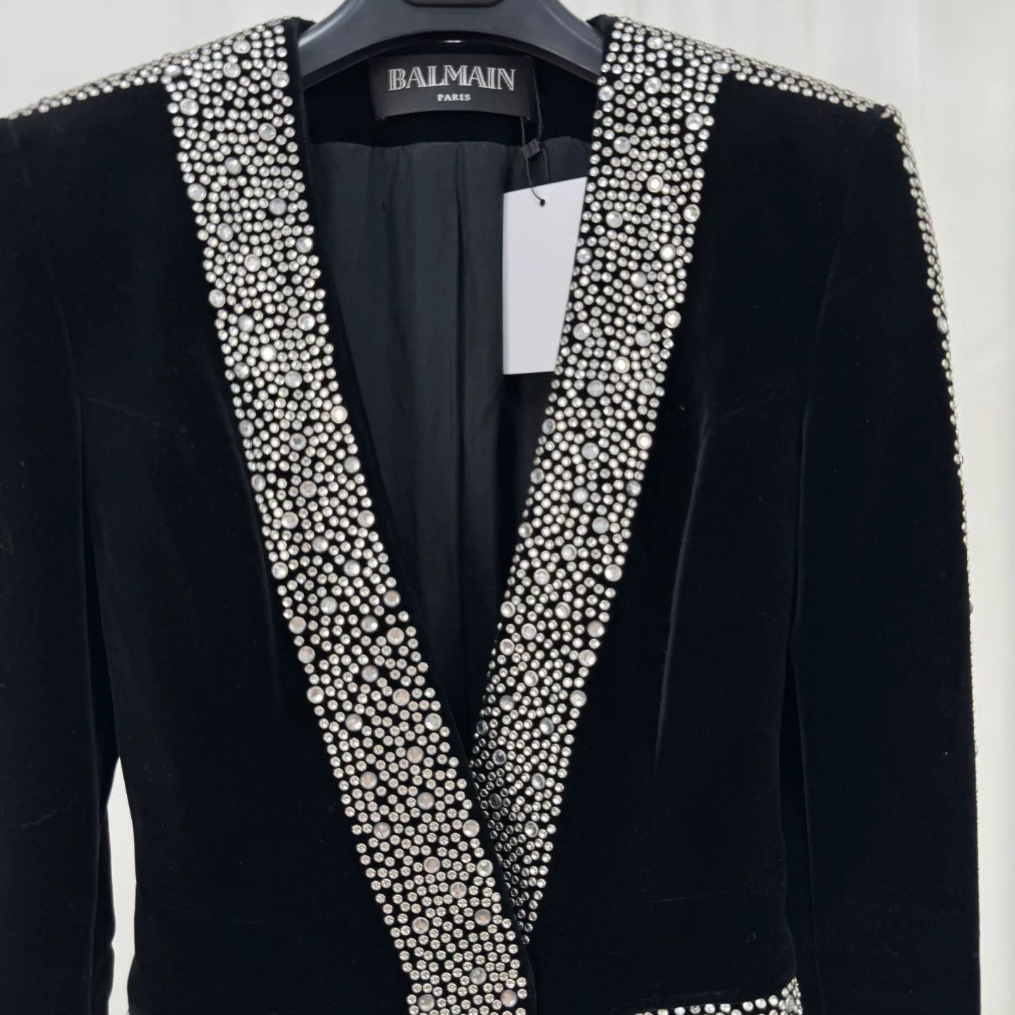 Balmain Balmain Rhinestone Velvet Shoulder Pad Jacket Size XS / US 0-2 / IT 36-38 - 3 Thumbnail