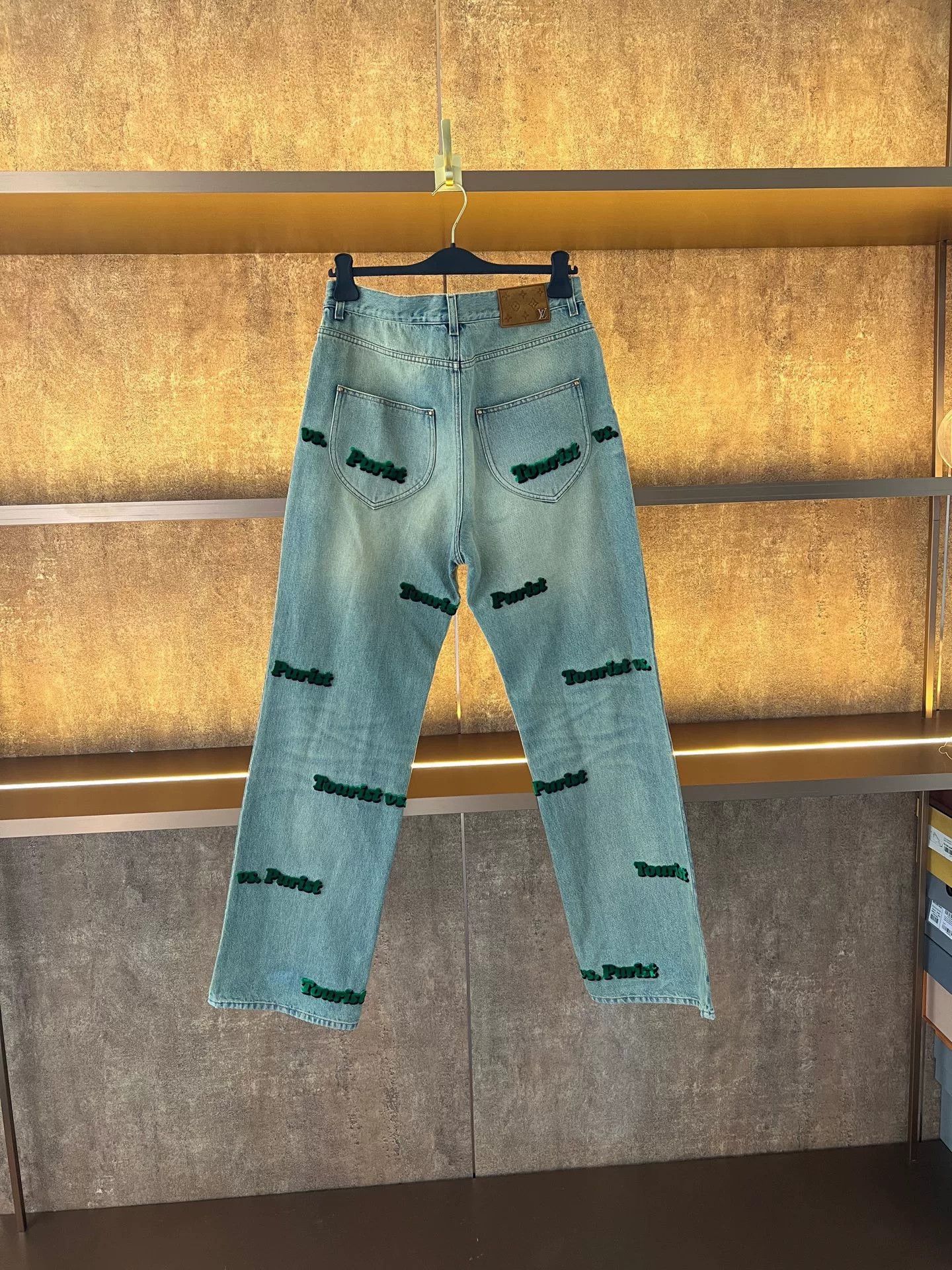 Louis Vuitton LV Green Embossed Logo Jeans Size US 33 - 2 Thumbnail
