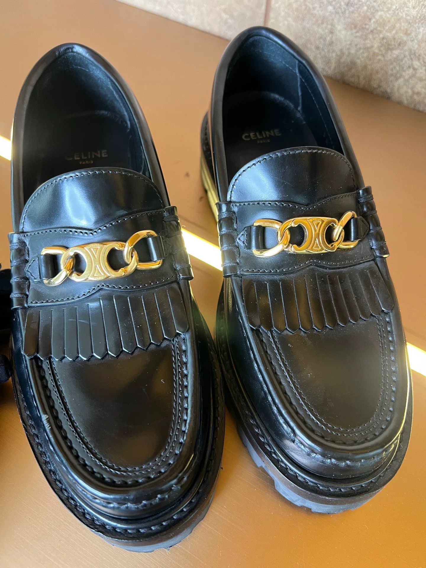 Celine Celine Triomphe Leather Shoes Size US 4 / IT 34 - 2 Thumbnail