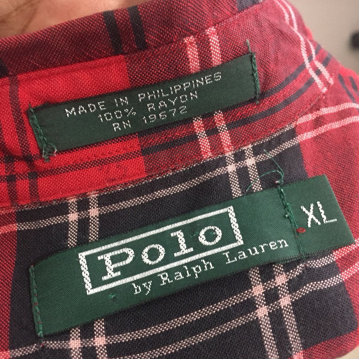 Polo Ralph Lauren × Vintage Vintage Red Tartan Rayon Shirt Size US XL / EU 56 / 4 - 2 Thumbnail