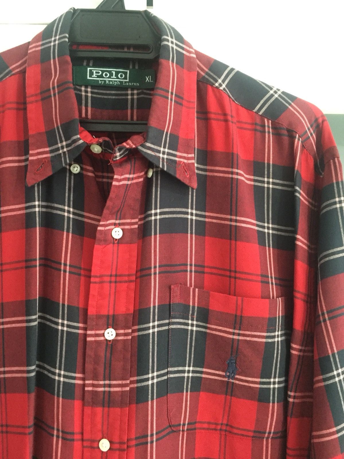 Polo Ralph Lauren × Vintage Vintage Red Tartan Rayon Shirt Size US XL / EU 56 / 4 - 4 Thumbnail
