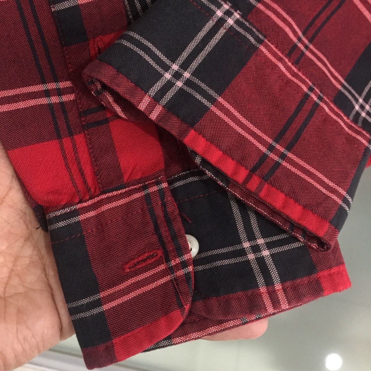 Polo Ralph Lauren × Vintage Vintage Red Tartan Rayon Shirt Size US XL / EU 56 / 4 - 7 Thumbnail