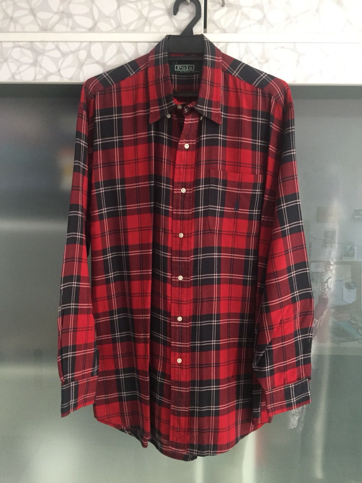 Polo Ralph Lauren × Vintage Vintage Red Tartan Rayon Shirt Size US XL / EU 56 / 4 - 1 Thumbnail