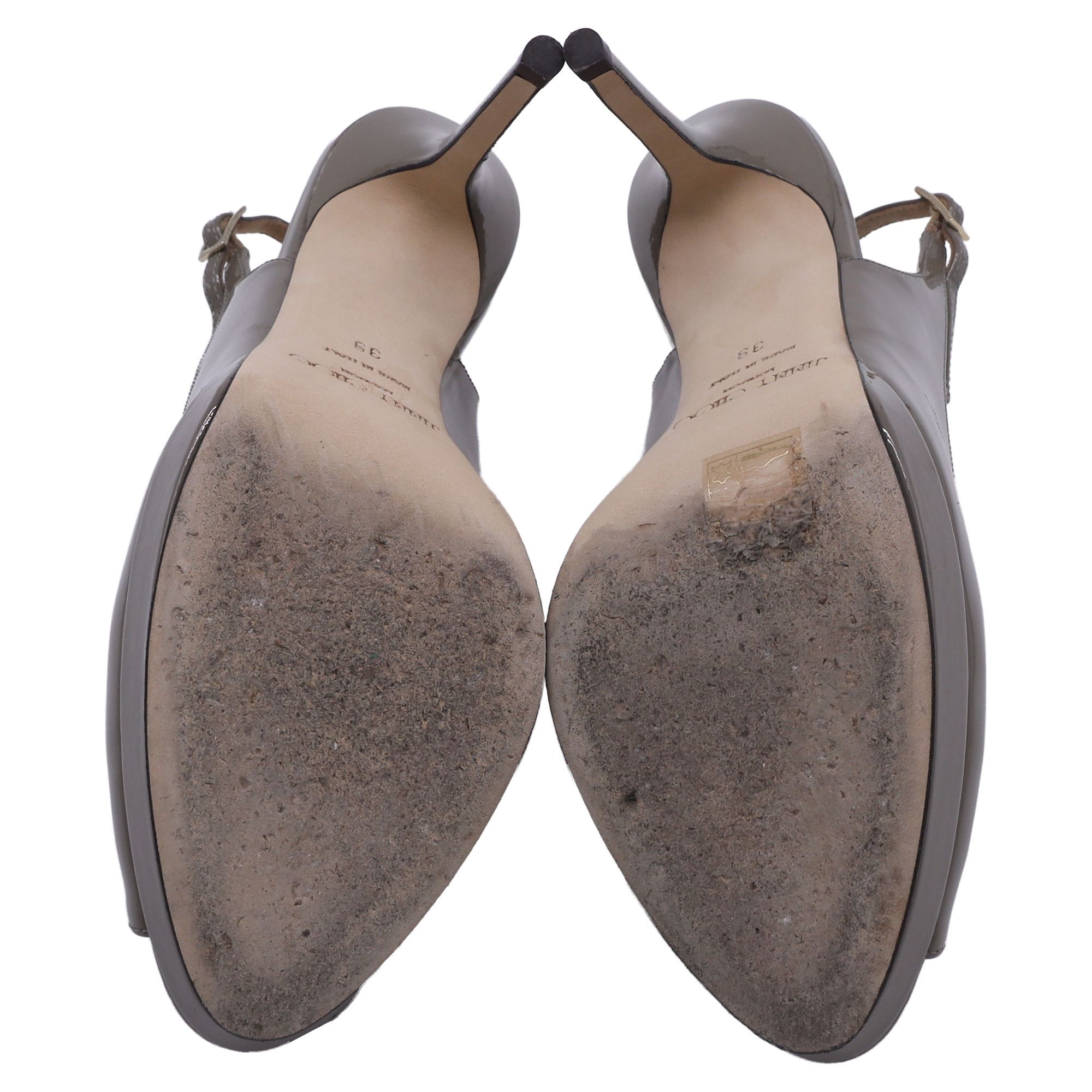 Jimmy Choo Jimmy Choo Peep Toe Platform Slingback Pumps in Beige Patent Size US 9 / IT 39 - 8 Thumbnail
