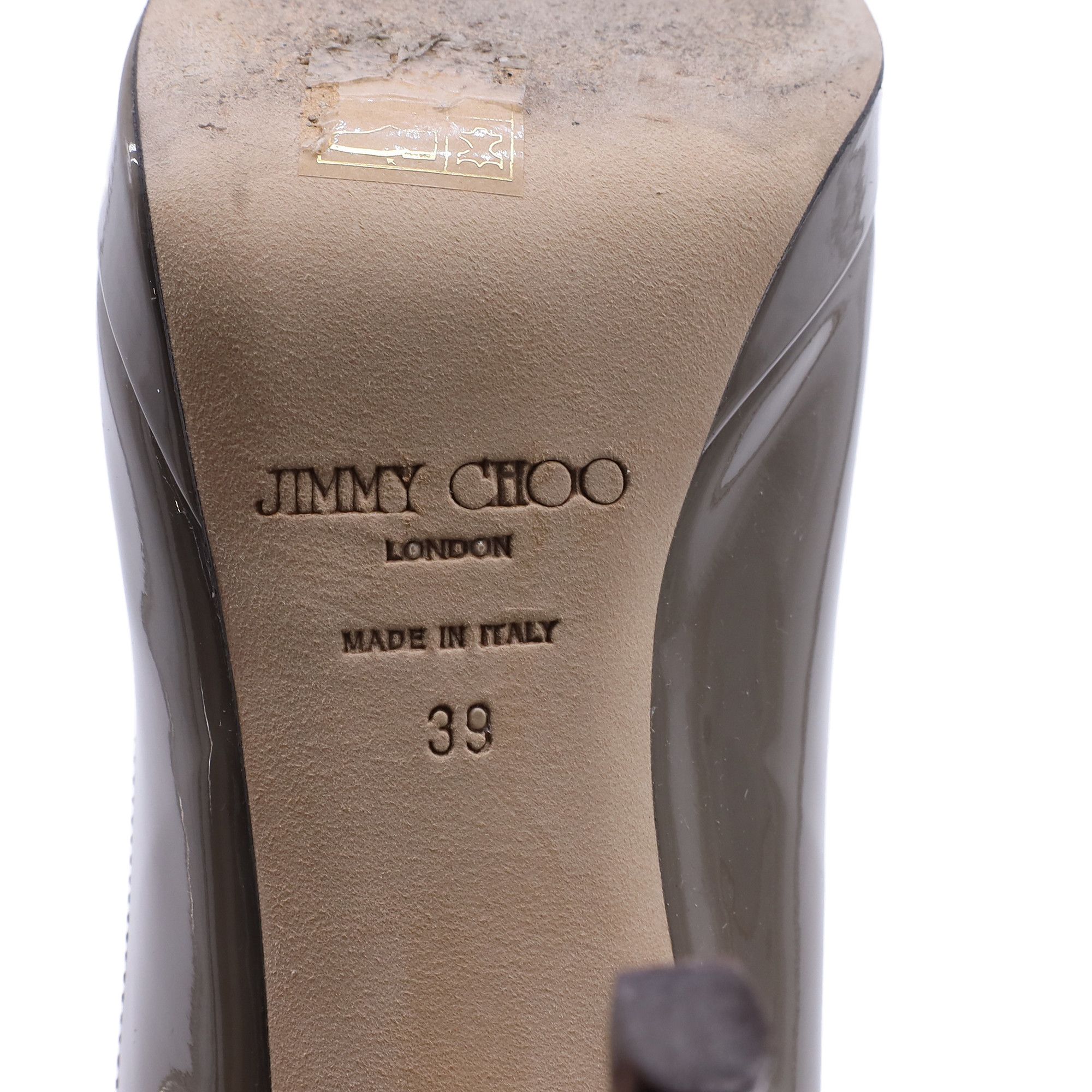 Jimmy Choo Jimmy Choo Peep Toe Platform Slingback Pumps in Beige Patent Size US 9 / IT 39 - 9 Thumbnail