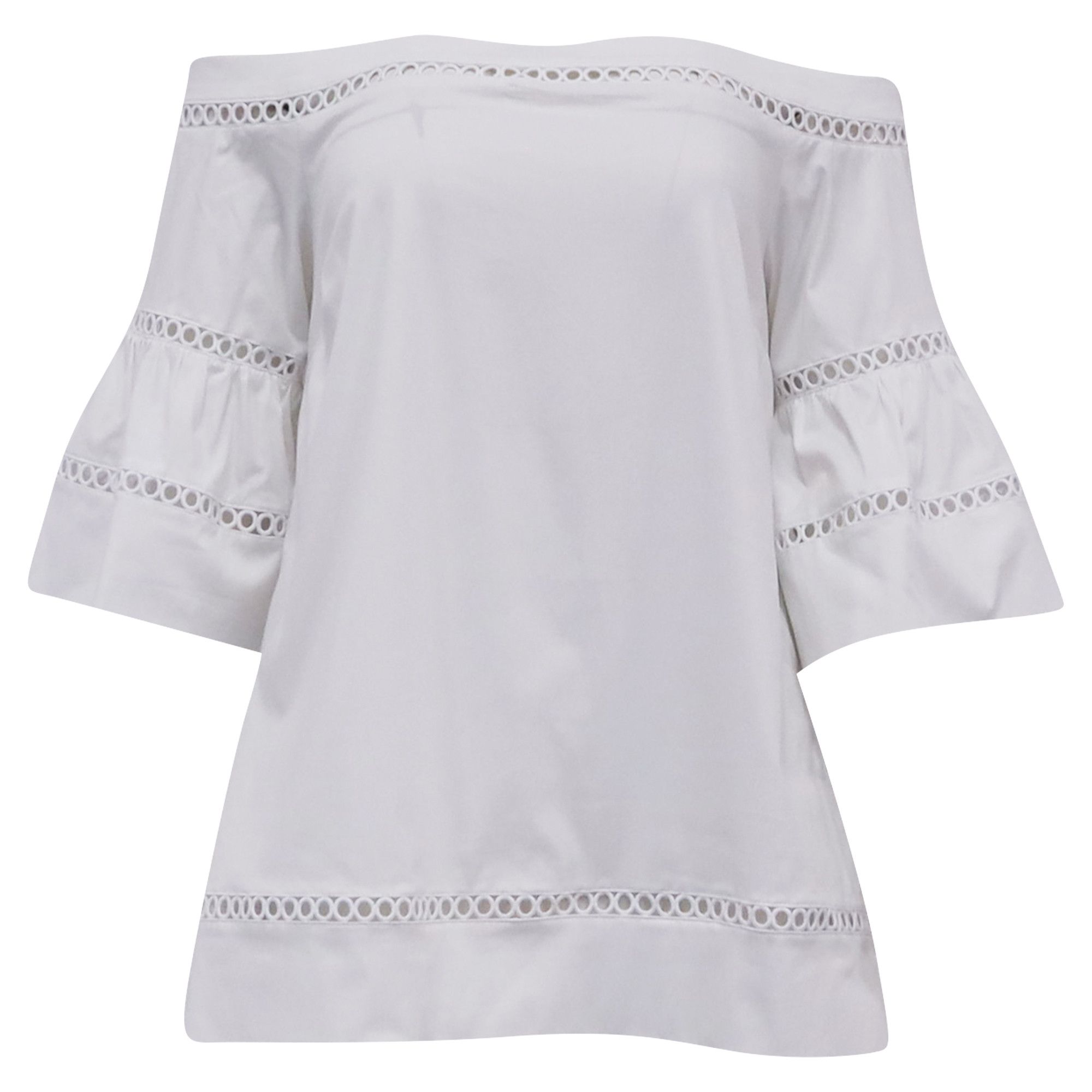 Michael Kors Michael Michael Kors Eyelet Off-the-Shoulder Top in White Co Size S / US 4 / IT 40 - 3 Thumbnail