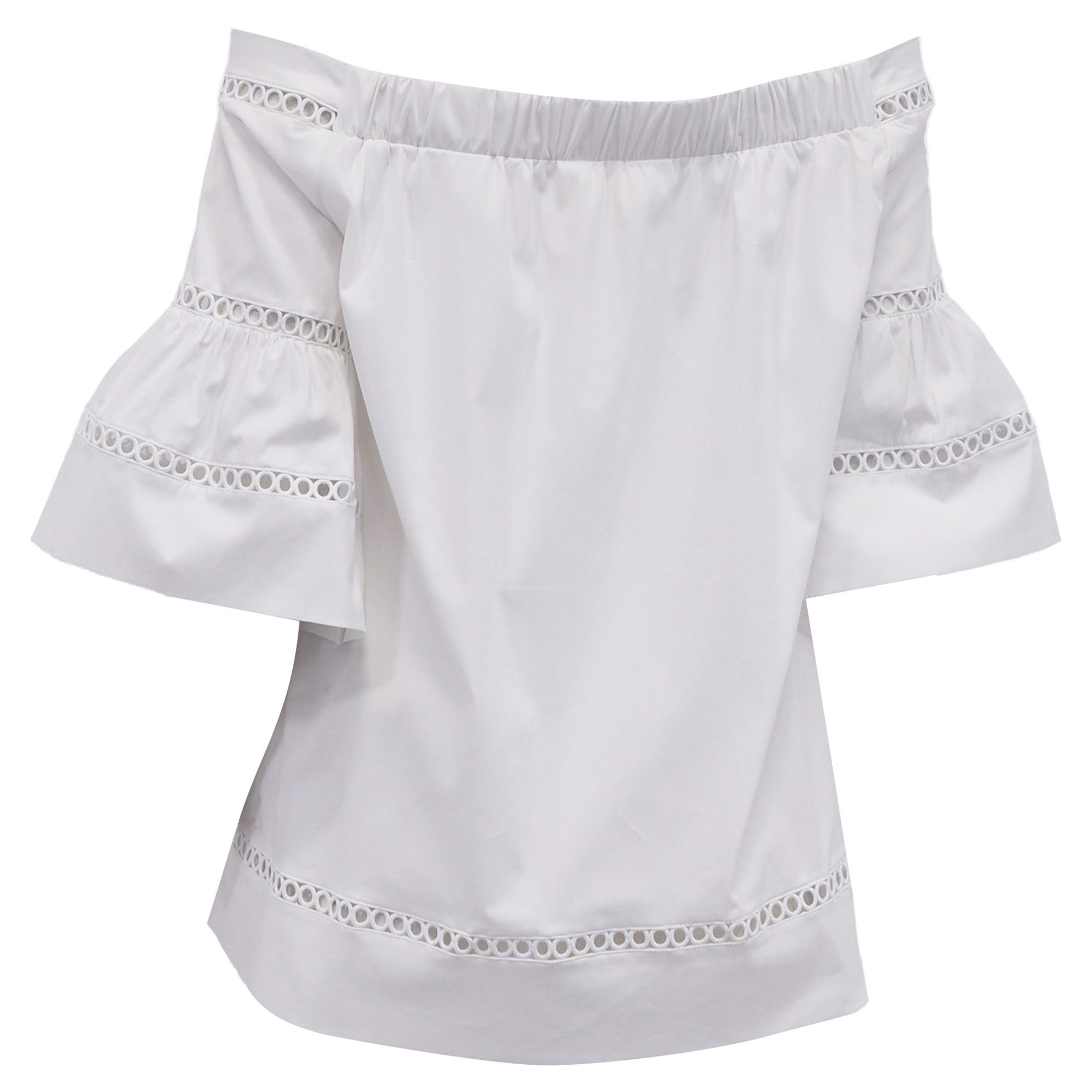 Michael Kors Michael Michael Kors Eyelet Off-the-Shoulder Top in White Co Size S / US 4 / IT 40 - 6 Thumbnail