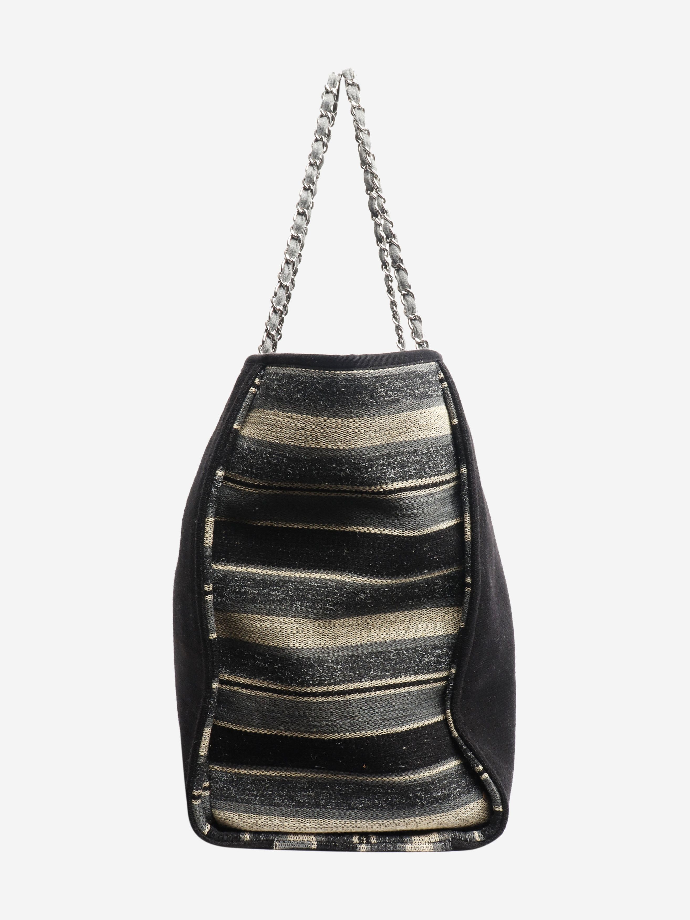 Chanel Black extra large striped Deauville tote bag Size ONE SIZE - 2 Thumbnail