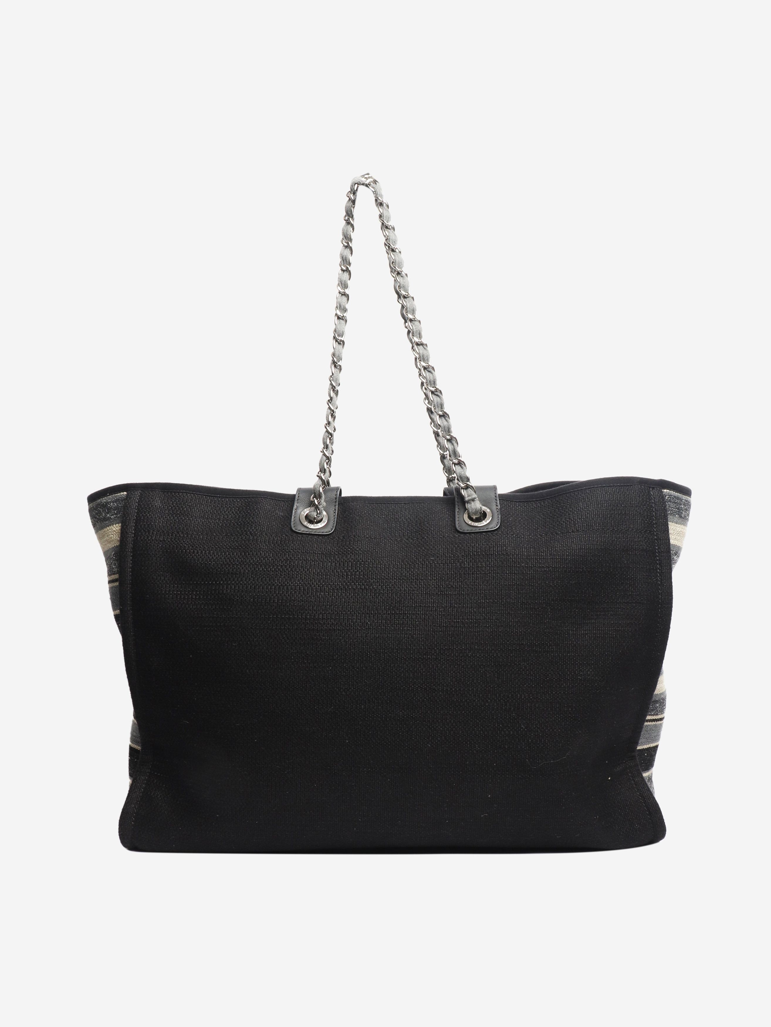Chanel Black extra large striped Deauville tote bag Size ONE SIZE - 3 Thumbnail