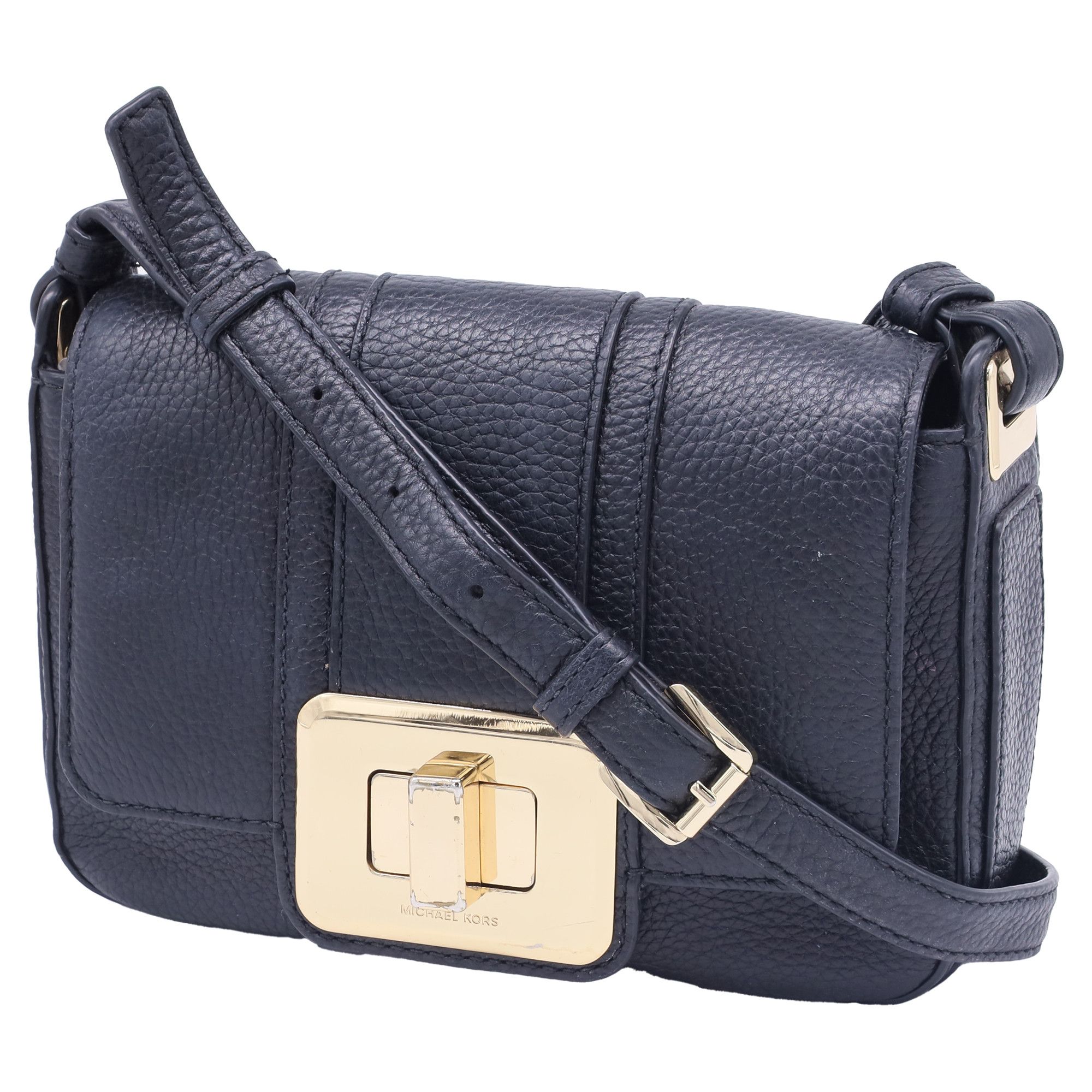 Michael Kors Michael Kors Lila Pebbled Crossbody Bag in Black Leather Size ONE SIZE - 2 Thumbnail