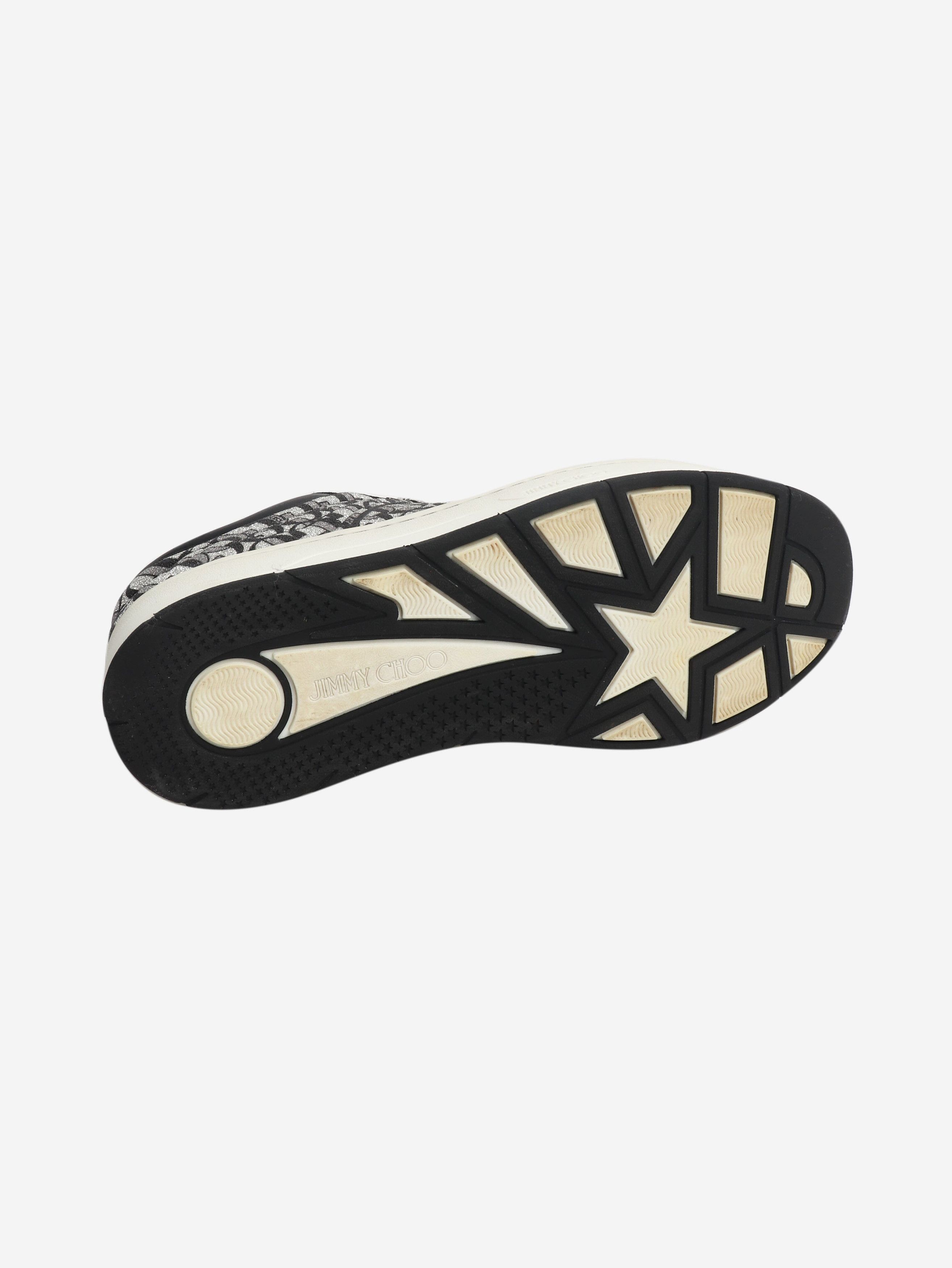 Jimmy Choo Silver and black Monogram glitter trainers - EU 38.5 Size US 7 / IT 37 - 5 Thumbnail