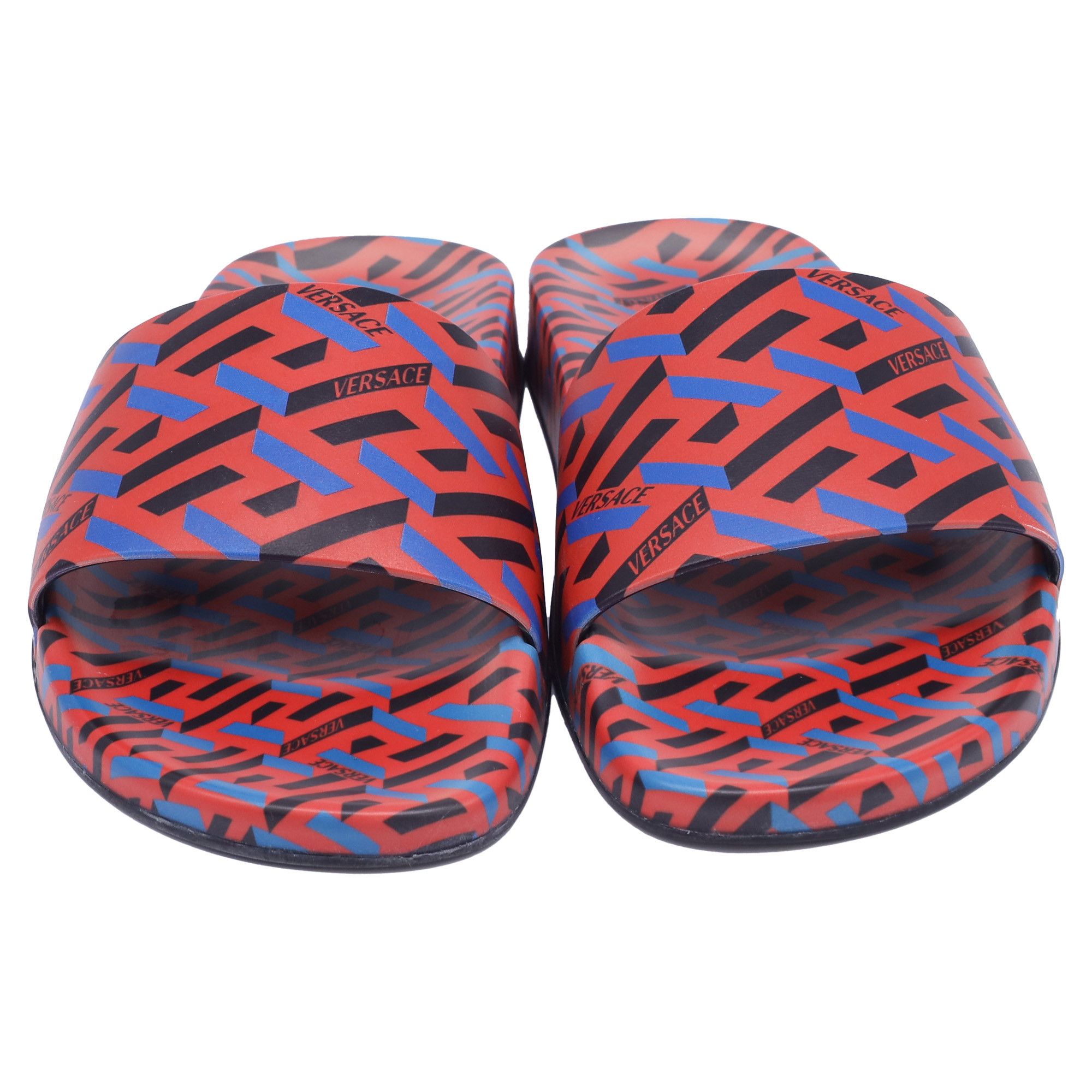 Versace Versace La Greca Print Slide Sandals in Multicolor Polyureth Size US 7.5 / IT 37.5 - 2 Thumbnail