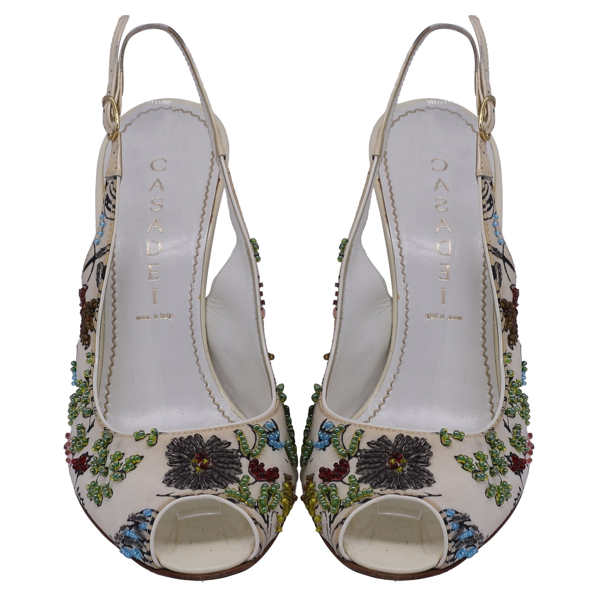 Casadei Casadei Embellished Slingback Peep-Toe Pumps in Multicolor Size US 6 / IT 36 - 2 Thumbnail
