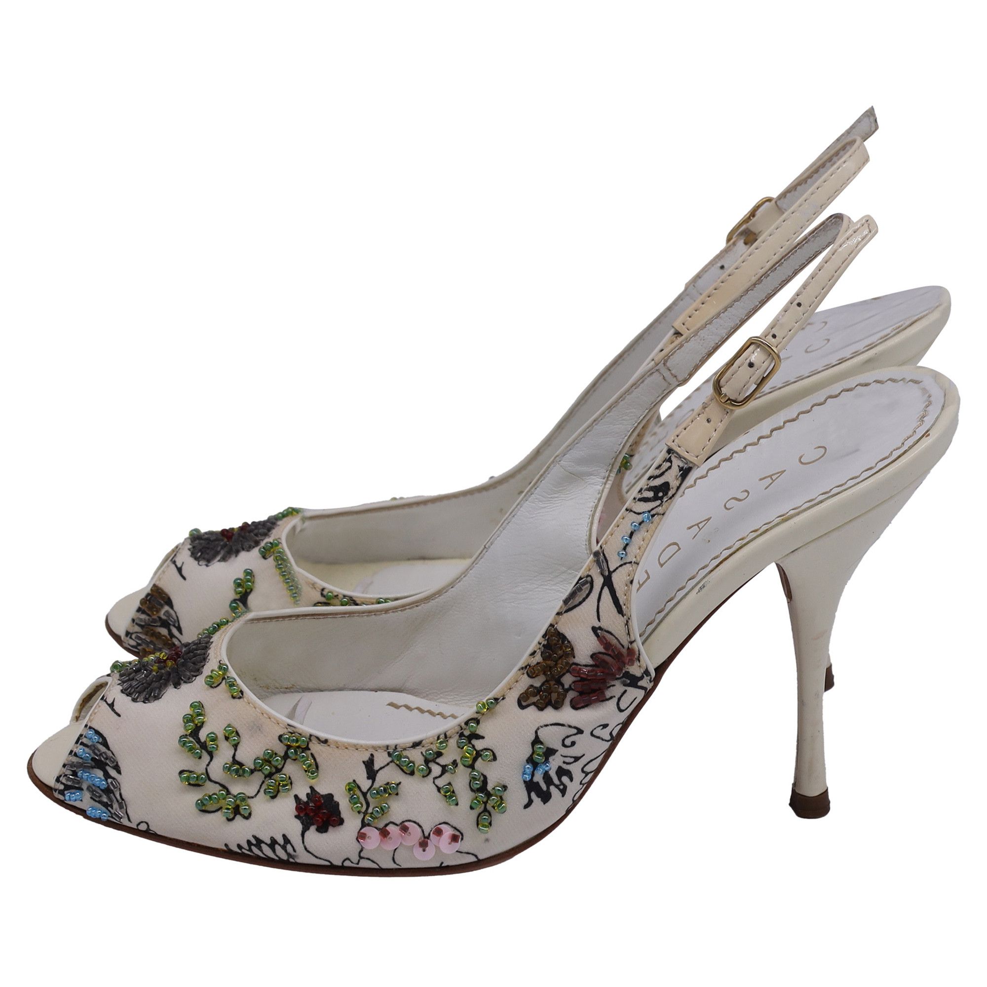 Casadei Casadei Embellished Slingback Peep-Toe Pumps in Multicolor Size US 6 / IT 36 - 3 Thumbnail
