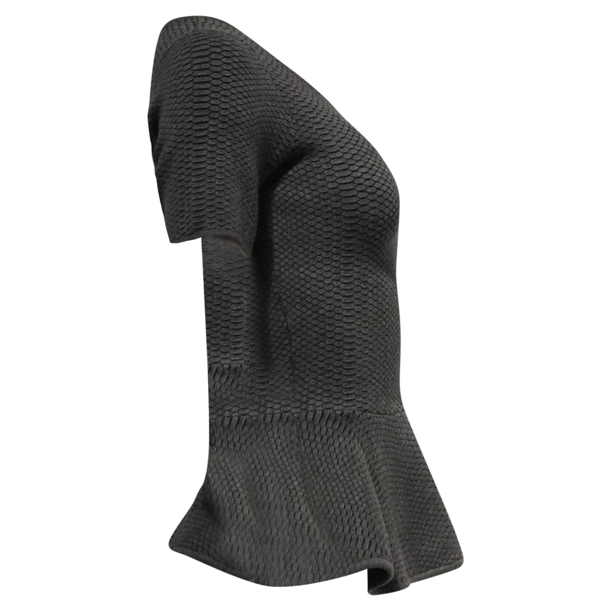 Sandro Sandro Knitted Peplum Blouse in Grey Viscose Size XXS / US 00 / IT 34 - 3 Thumbnail