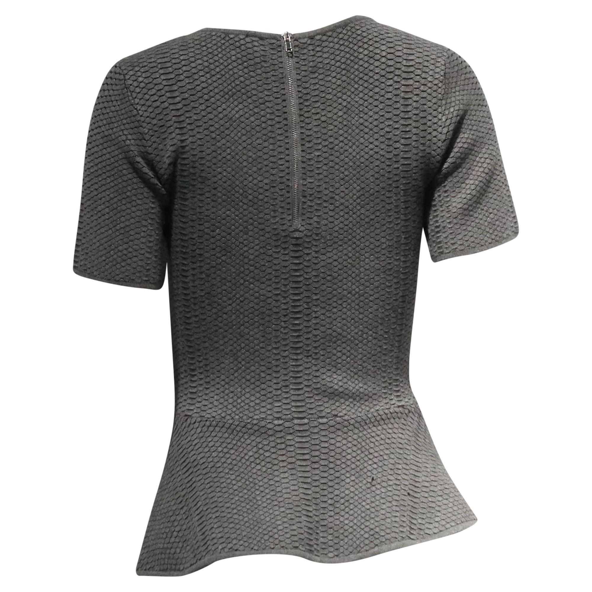 Sandro Sandro Knitted Peplum Blouse in Grey Viscose Size XXS / US 00 / IT 34 - 4 Thumbnail