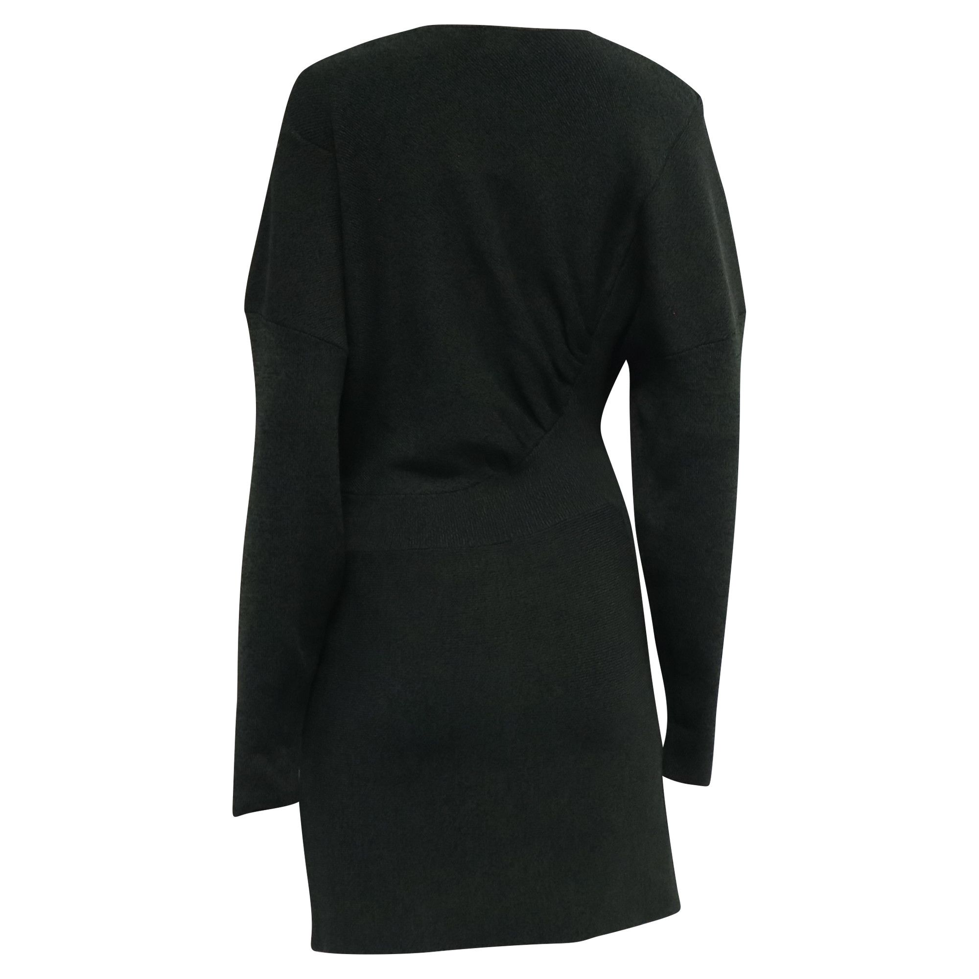 Ganni Ganni Ruched Ribbed-Knit Long Sleeve Mini Dress in Olive Ray Size XS / US 0-2 / IT 36-38 - 4 Thumbnail