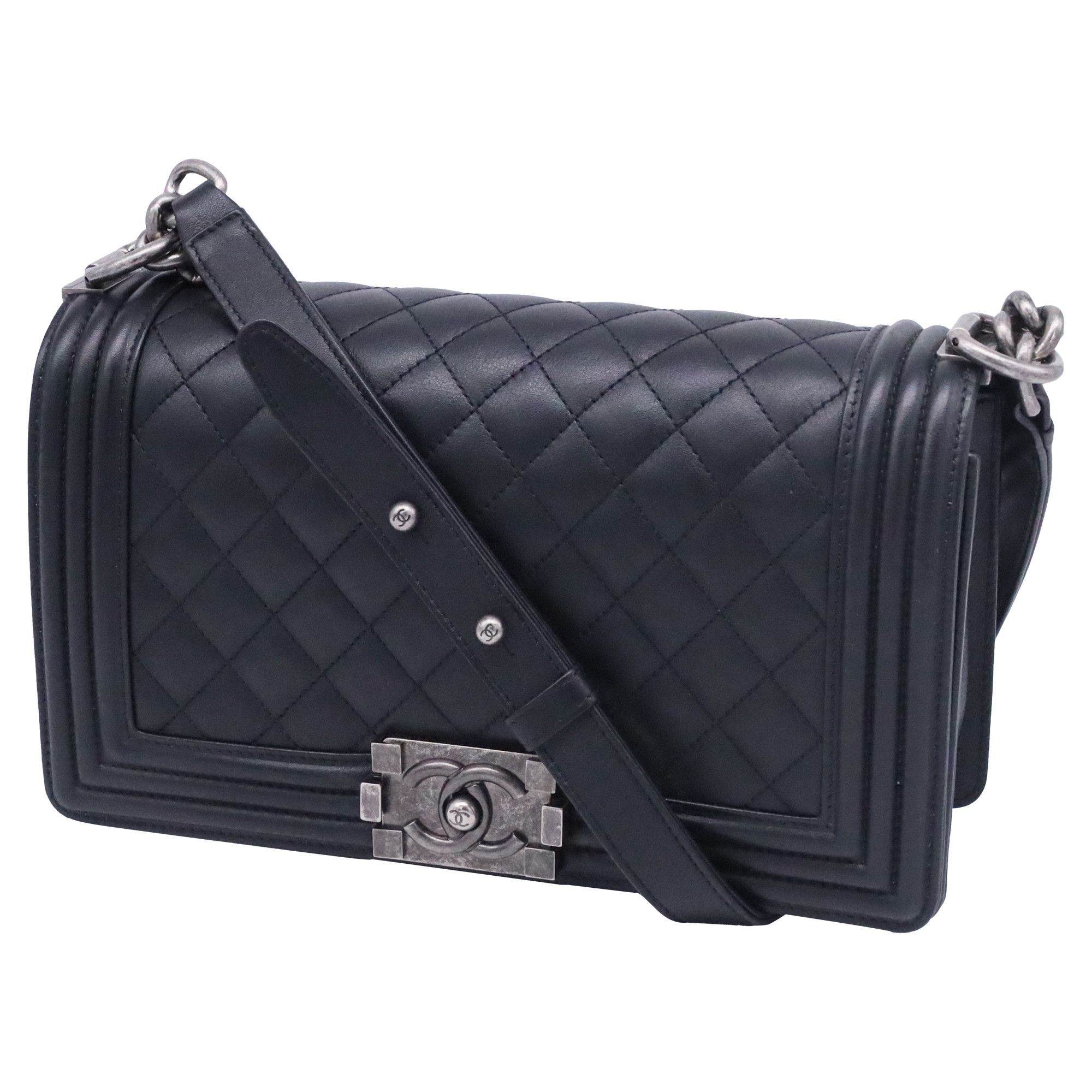 Chanel Chanel Boy Old Medium Shoulder Bag in Black Calf Leather Size ONE SIZE - 2 Thumbnail