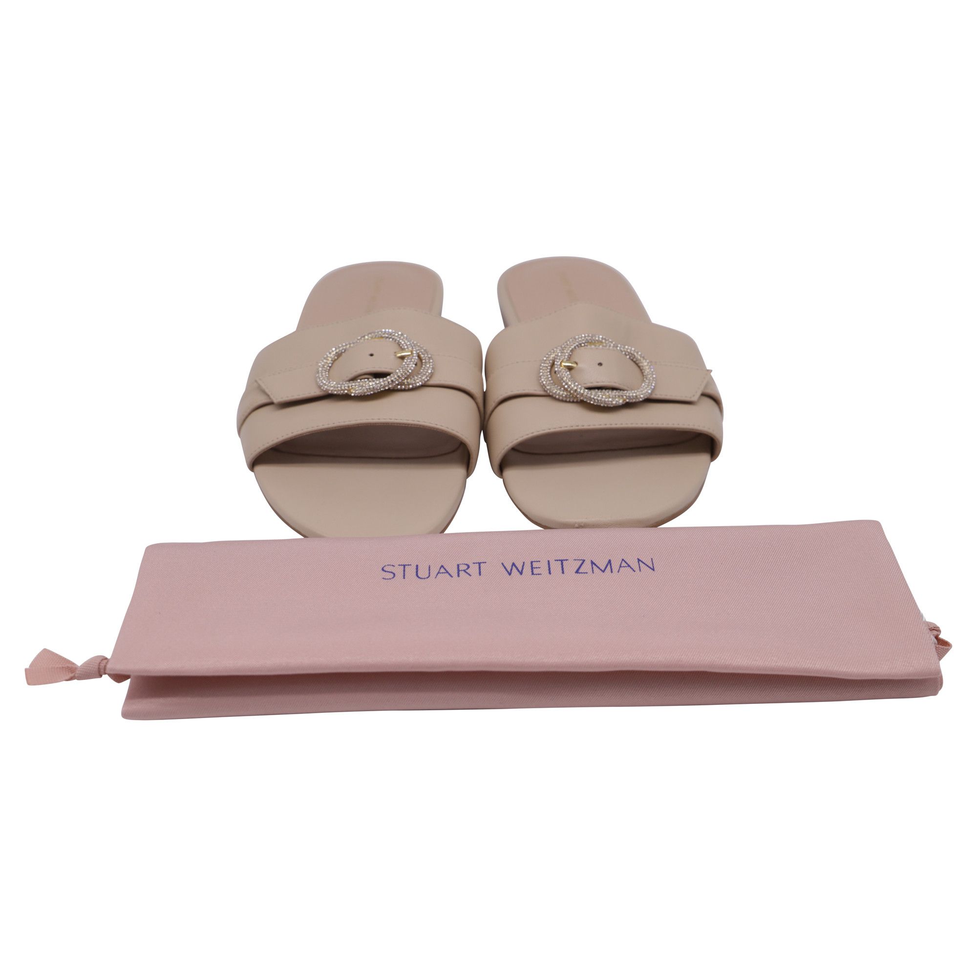 Stuart Weitzman Stuart Weitzman Crystal-Embellished Slides in Beige Leather Size US 11 / IT 41 - 6 Thumbnail