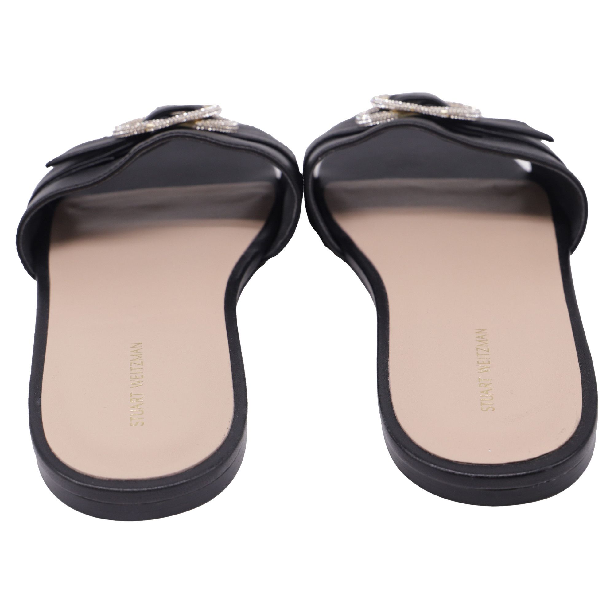 Stuart Weitzman Stuart Weitzman Crystal-Embellished Slides in Black Leather Size US 11 / IT 41 - 5 Thumbnail