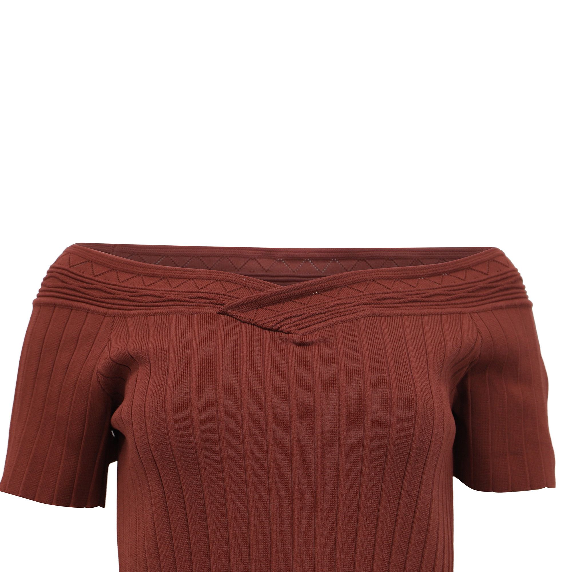 Sandro Sandro Lottie Off-Shoulder Dress in Burgundy Viscose Size XS / US 0-2 / IT 36-38 - 2 Thumbnail