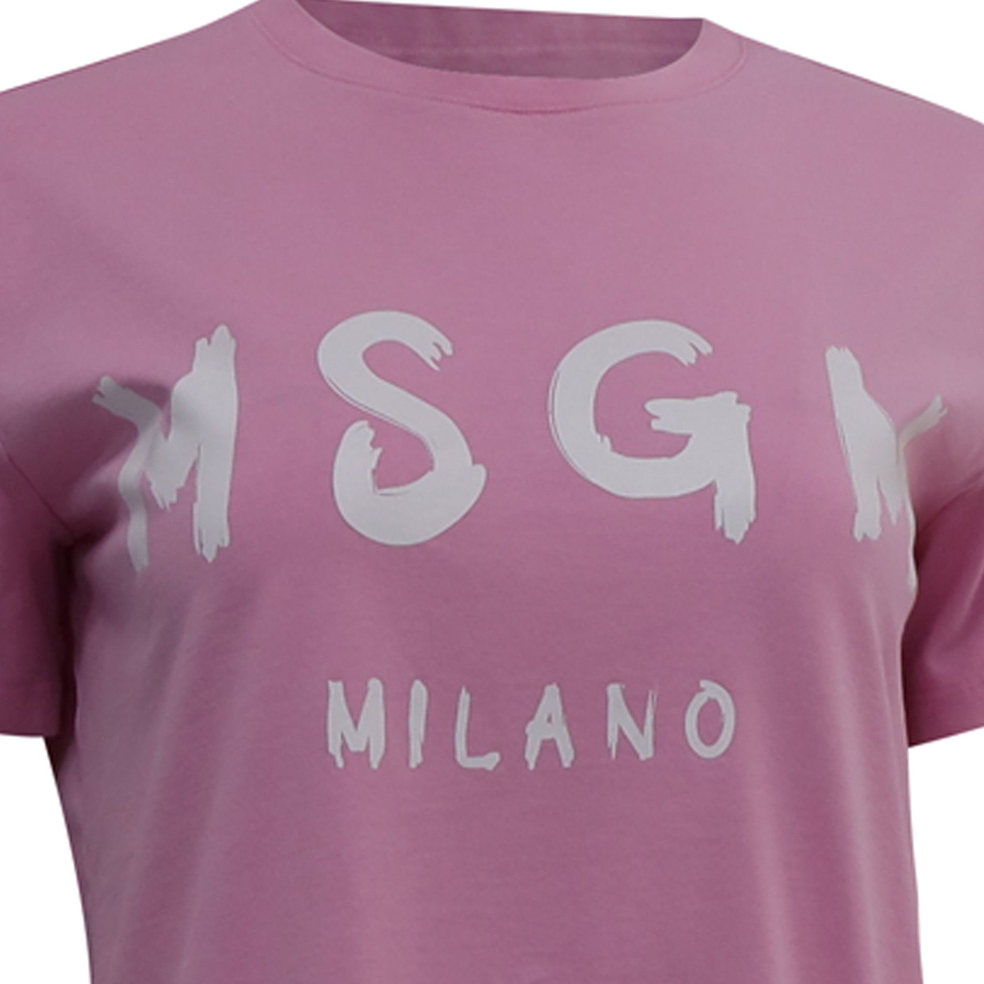 MSGM MSGM Logo-Print T-Shirt in Pink Cotton Size XXS / US 00 / IT 34 - 2 Thumbnail