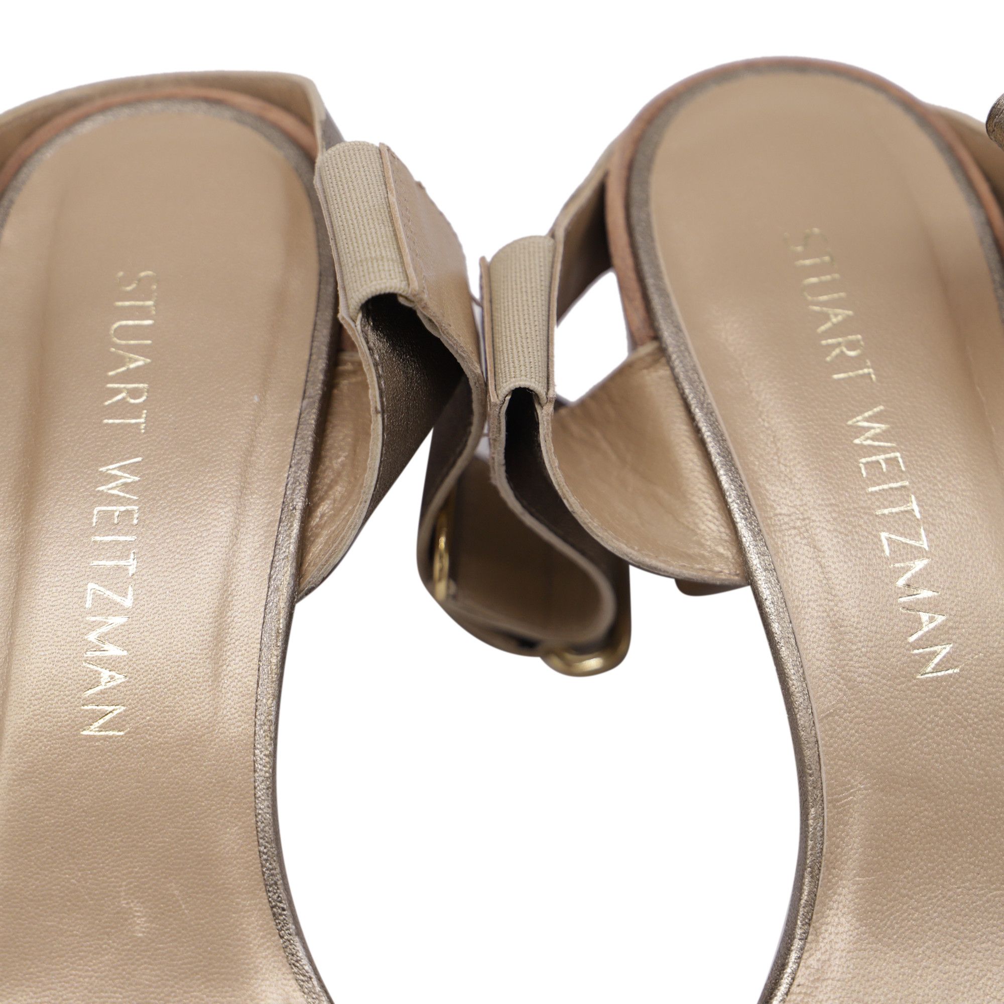 Stuart Weitzman Stuart Weitzman Ankle Strap Block-Heel Sandals in Metallic Size US 8 / IT 38 - 9 Thumbnail
