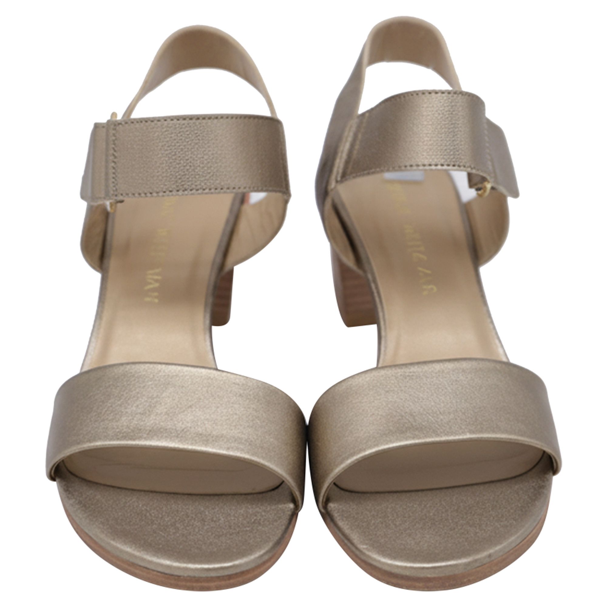 Stuart Weitzman Stuart Weitzman Ankle Strap Block-Heel Sandals in Metallic Size US 8 / IT 38 - 2 Thumbnail