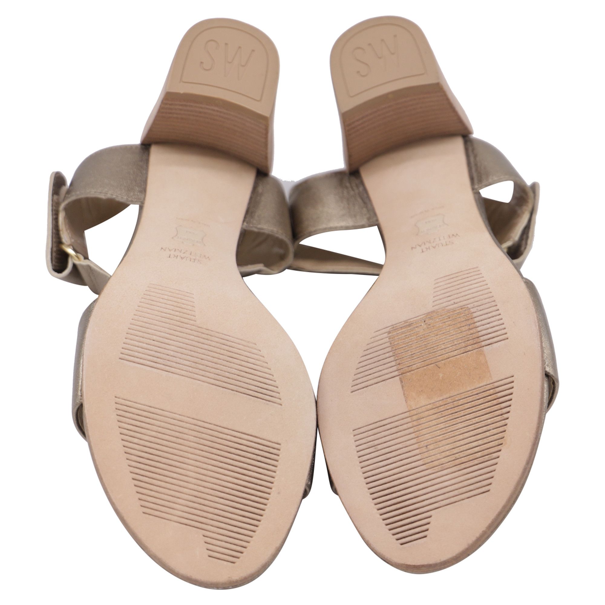 Stuart Weitzman Stuart Weitzman Ankle Strap Block-Heel Sandals in Metallic Size US 8 / IT 38 - 7 Thumbnail