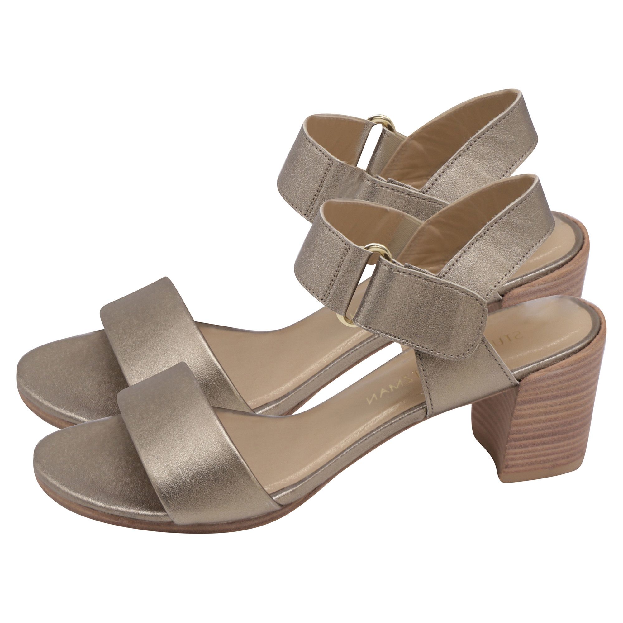 Stuart Weitzman Stuart Weitzman Ankle Strap Block-Heel Sandals in Metallic Size US 8 / IT 38 - 4 Thumbnail