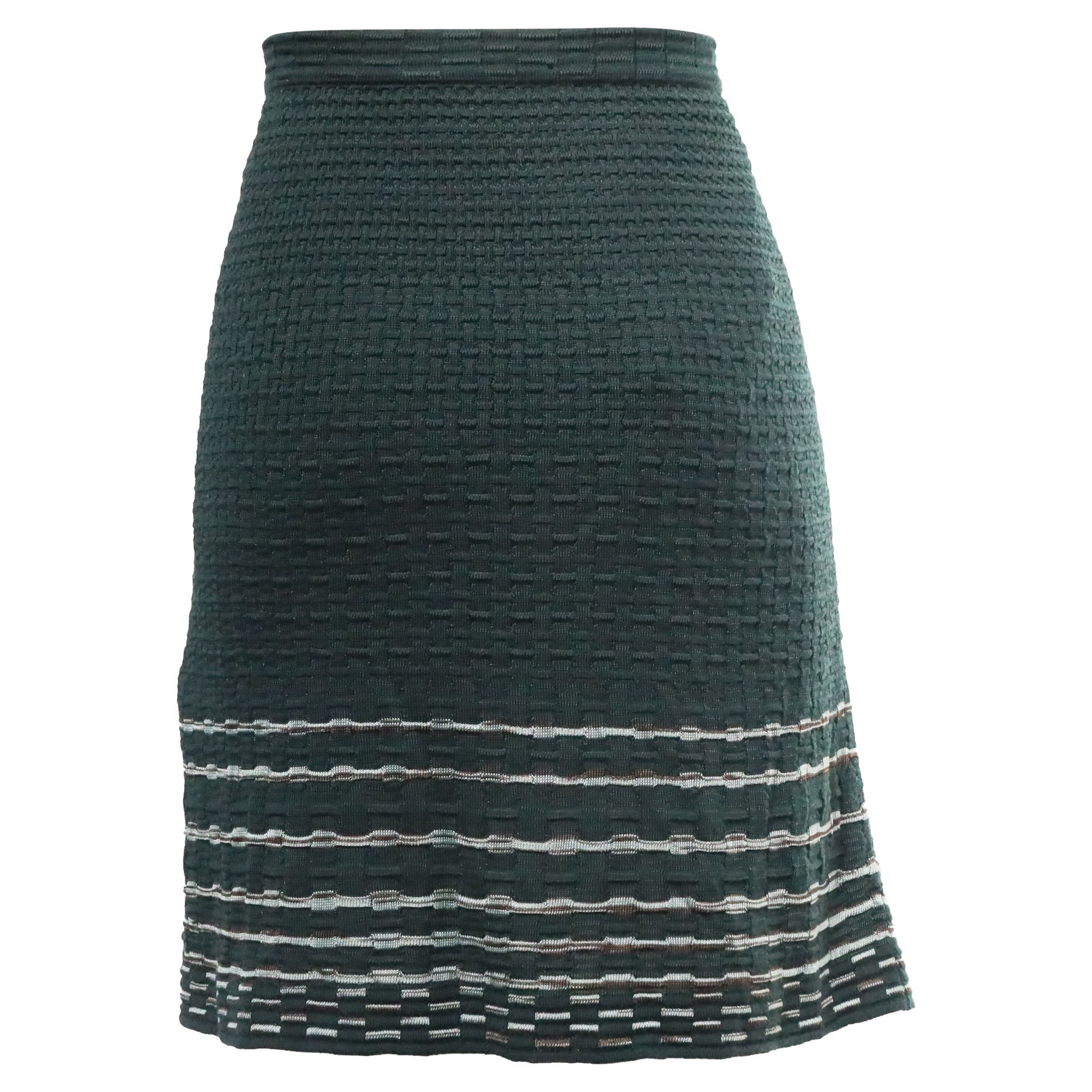 Missoni Missoni Knitted Stripe-Accent Mini Skirt in Olive Viscose Size 27" / US 4 / IT 40 - 3 Thumbnail