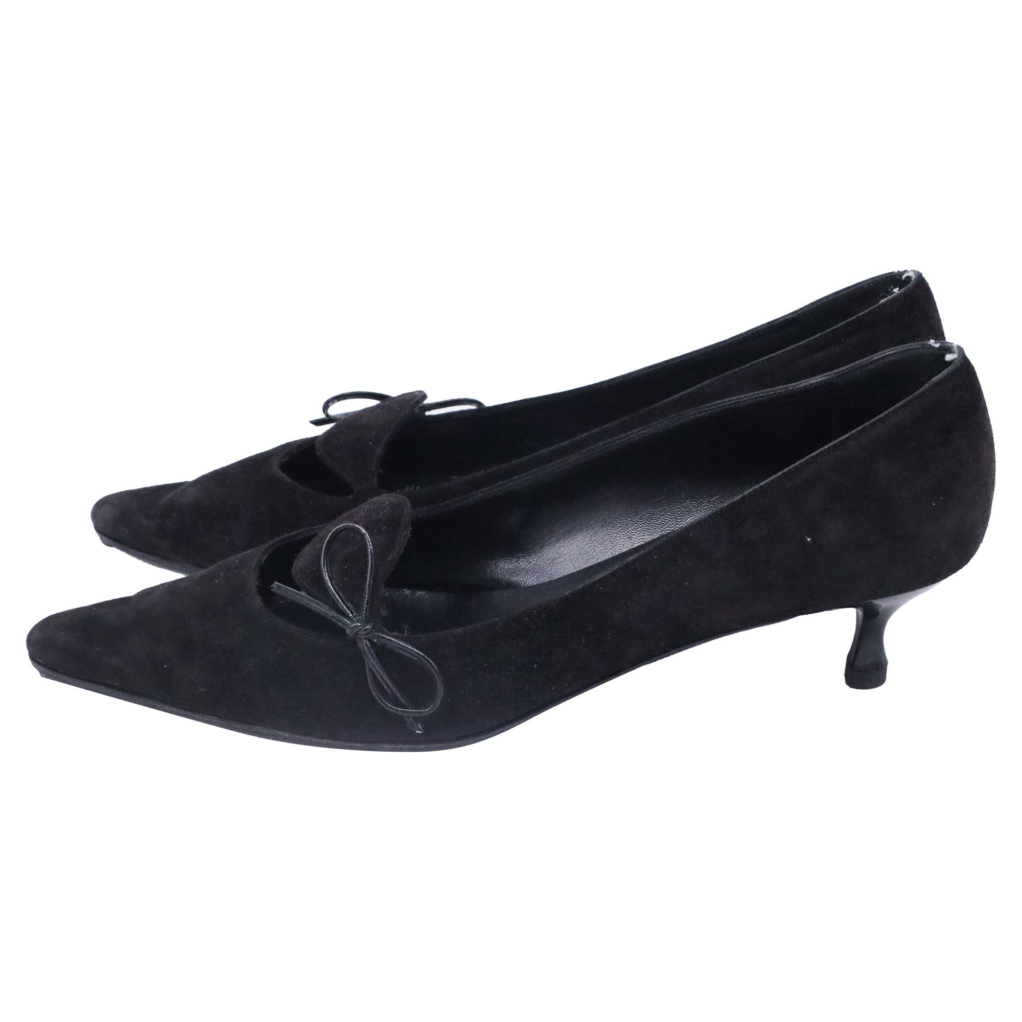 Salvatore Ferragamo Salvatore Ferragamo Bow Cutout Detail Pumps in Black Suede Size US 11.5 / IT 41.5 - 3 Thumbnail