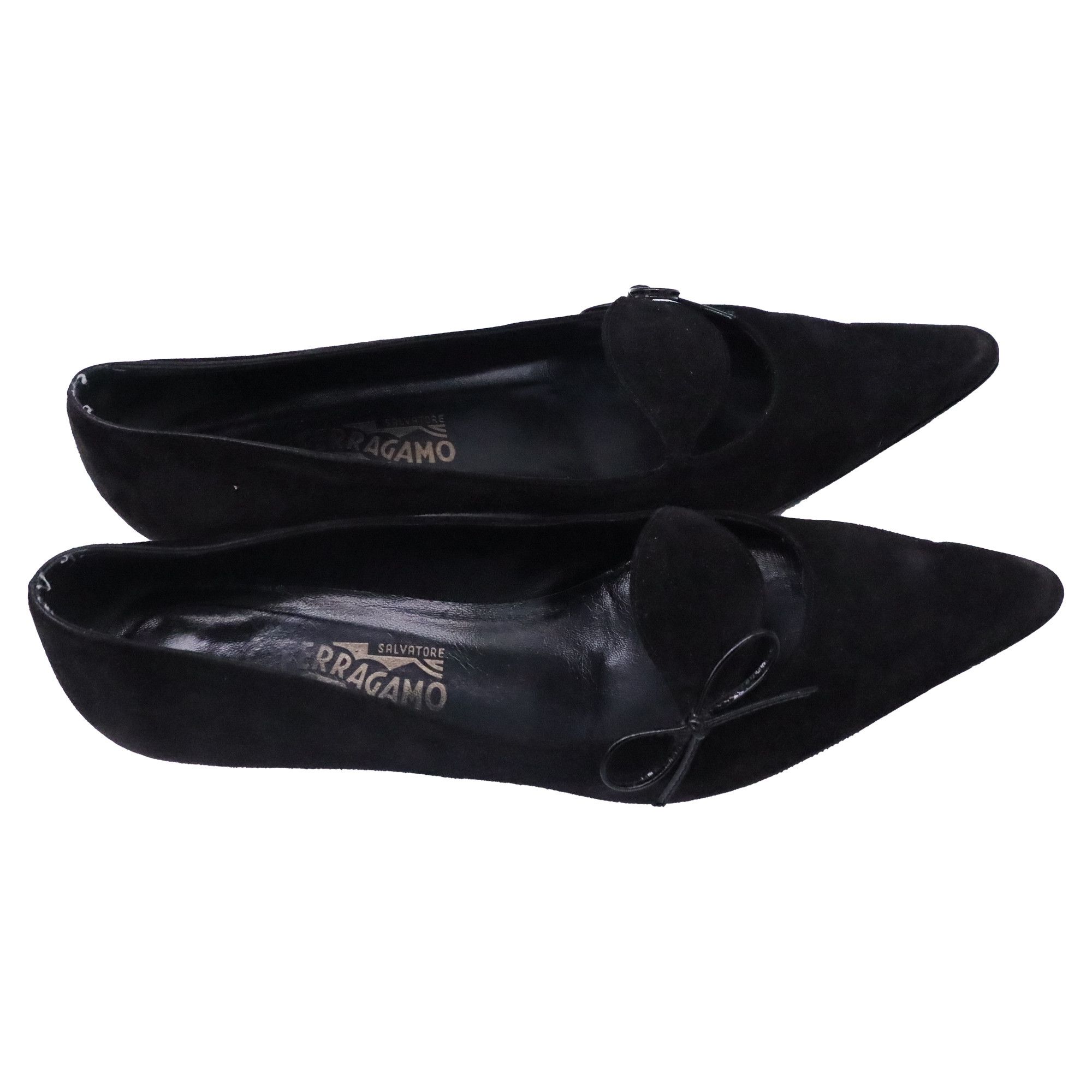 Salvatore Ferragamo Salvatore Ferragamo Bow Cutout Detail Pumps in Black Suede Size US 11.5 / IT 41.5 - 7 Thumbnail