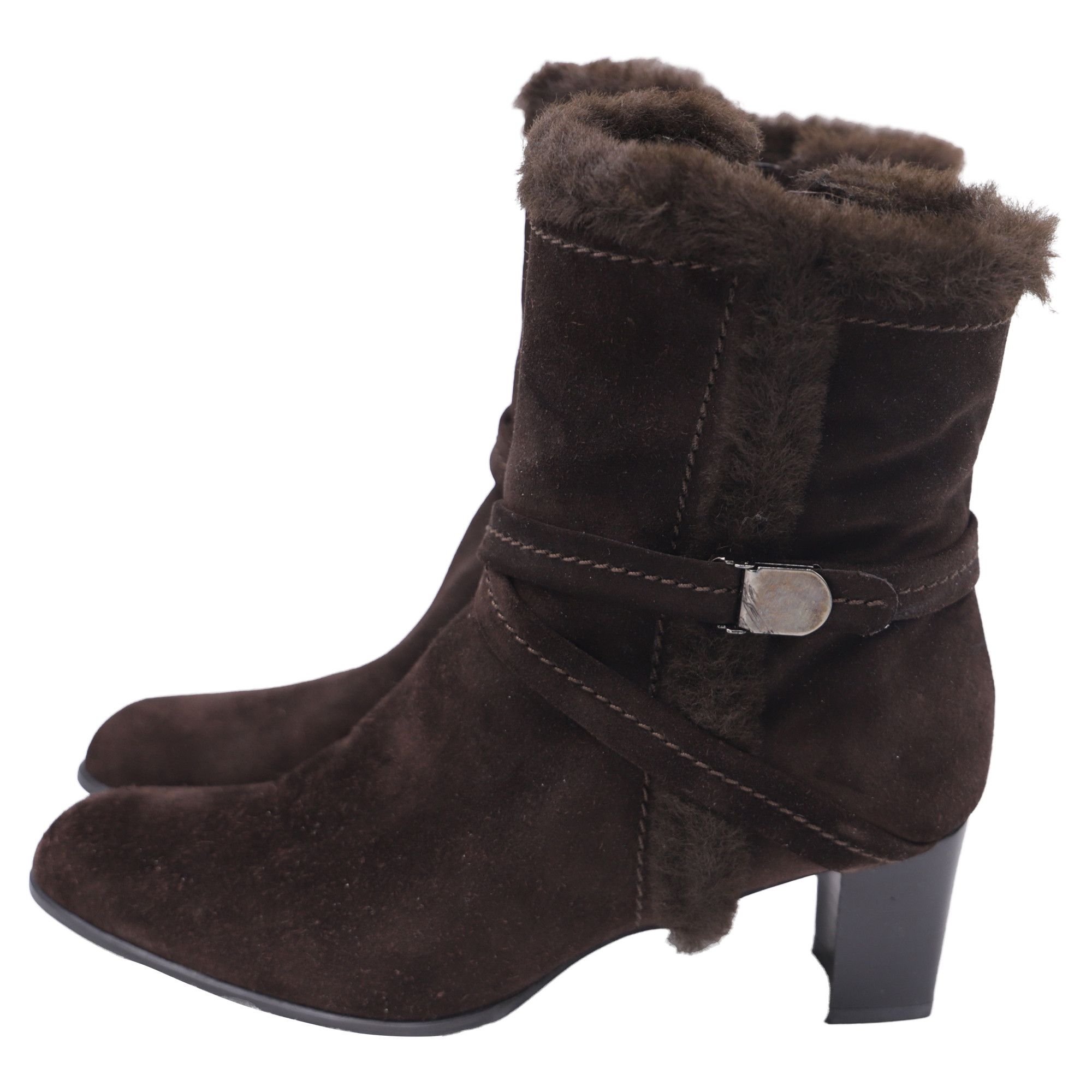 Stuart Weitzman Stuart Weitzman Fur-Lined Block-Heel Ankle Boots in Brown Su Size US 9 / IT 39 - 4 Thumbnail