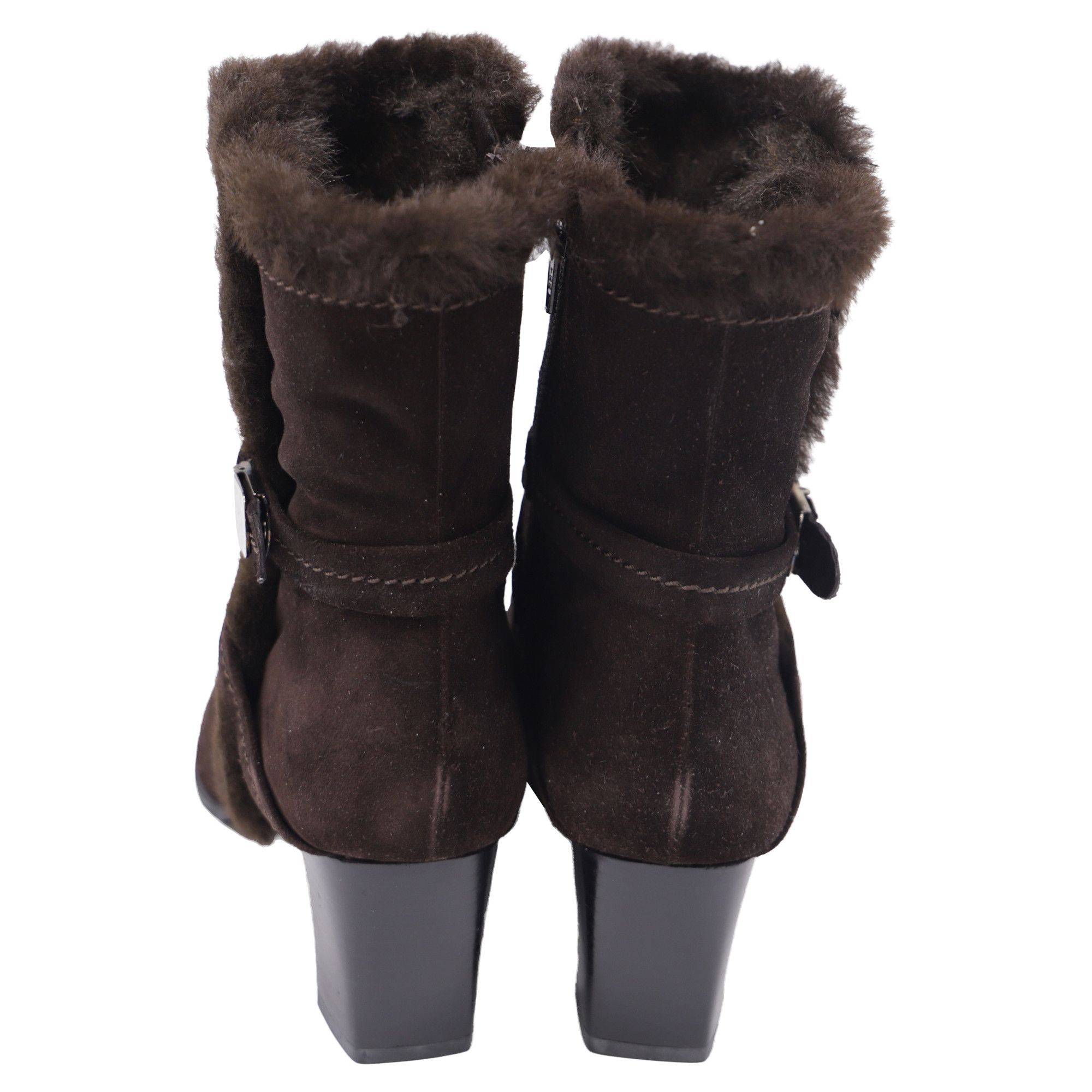 Stuart Weitzman Stuart Weitzman Fur-Lined Block-Heel Ankle Boots in Brown Su Size US 9 / IT 39 - 5 Thumbnail