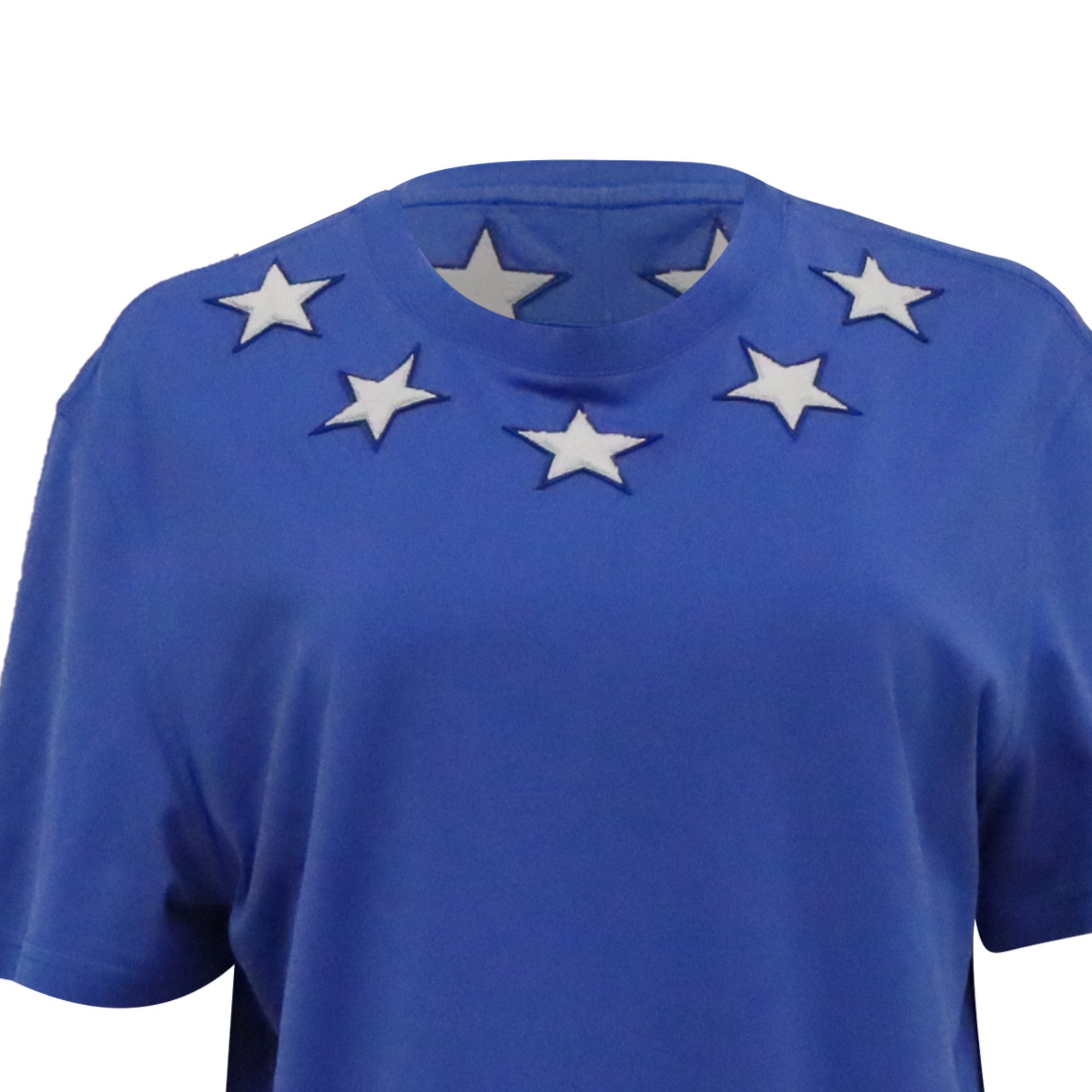 Givenchy Givenchy Star Embroidered T-Shirt in Blue Cotton Size XXS / US 00 / IT 34 - 2 Thumbnail