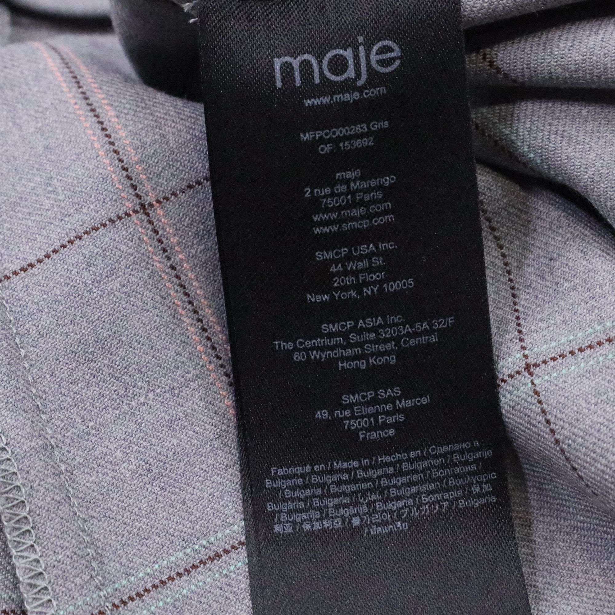 Maje Maje Checked Belted Jumpsuit in Grey Wool Size 25" / US 0 / IT 36 - 5 Thumbnail