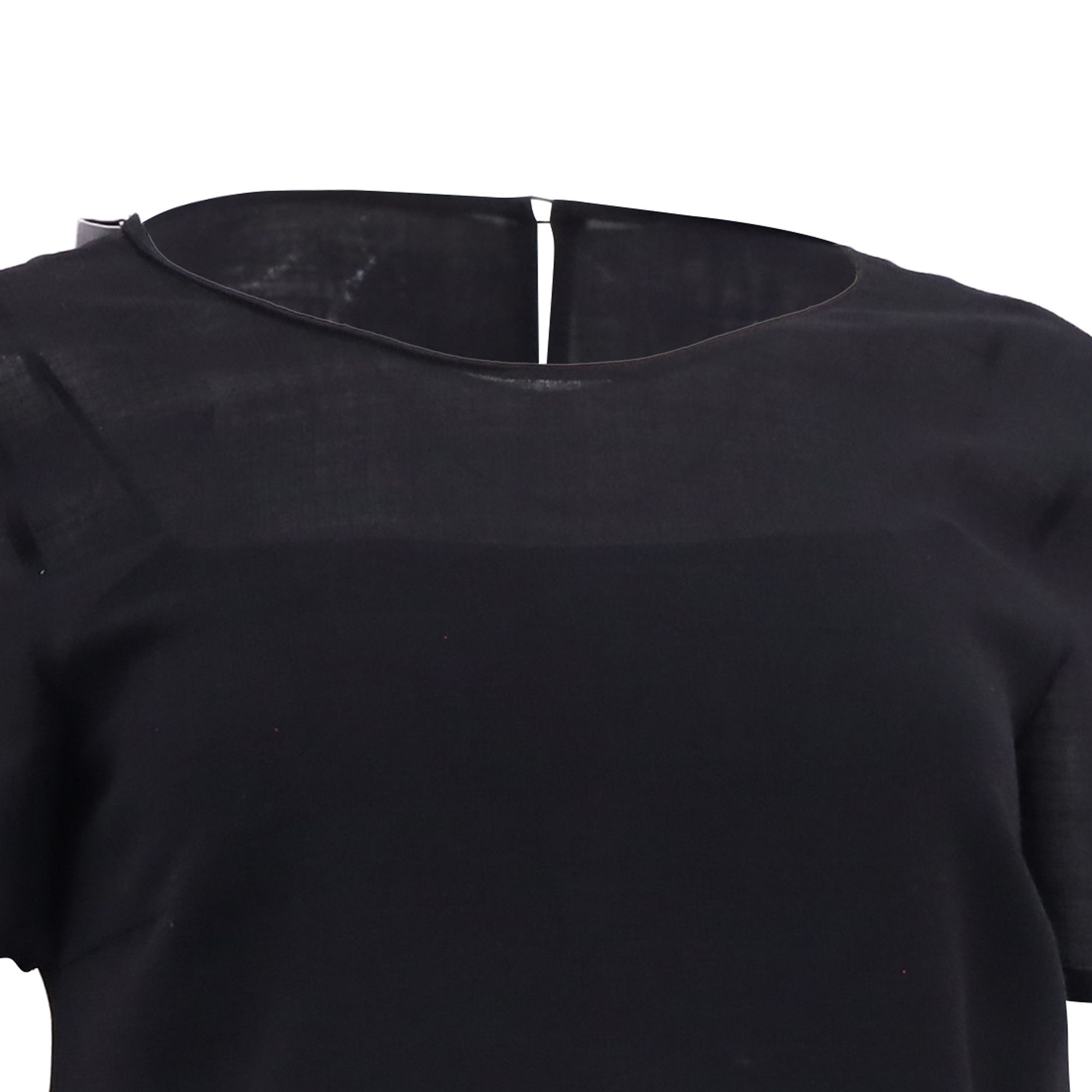 Akris Akris Punto Lasercut Scalloped Blouse in Black Wool Size XXS / US 00 / IT 34 - 2 Thumbnail
