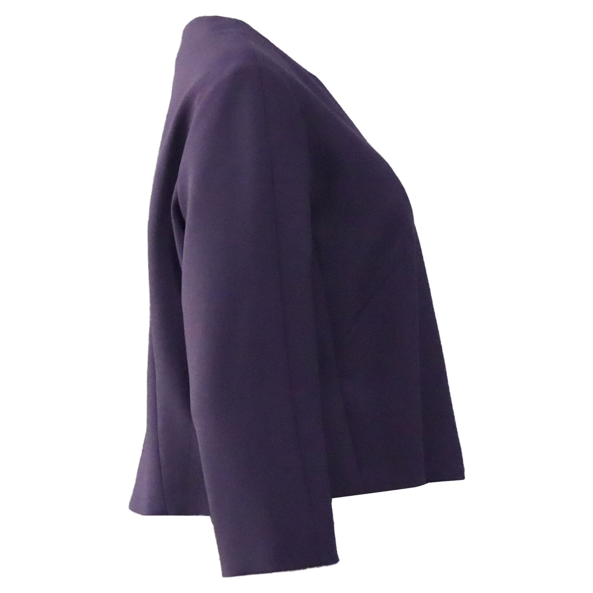 Hugo Boss Hugo Boss Jileky Collarless Short Jacket in Purple Polyester Size XS / US 0-2 / IT 36-38 - 3 Thumbnail