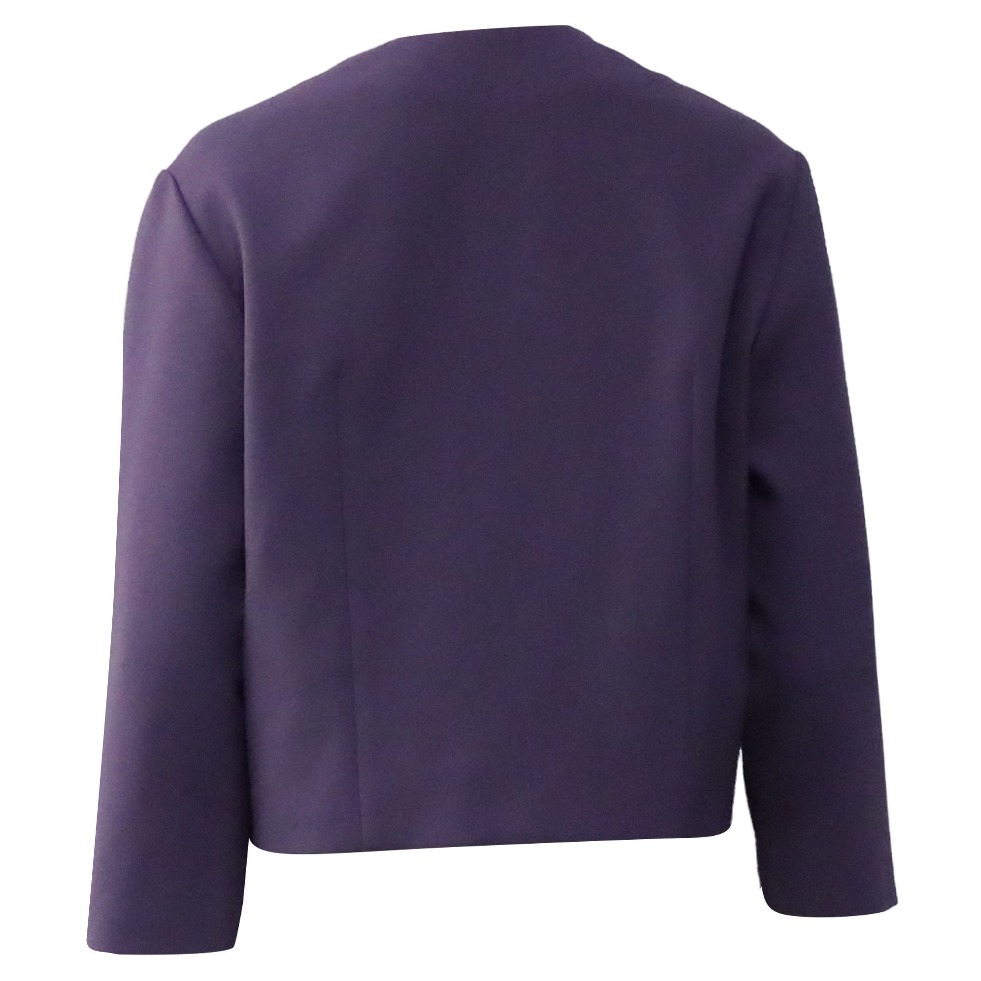 Hugo Boss Hugo Boss Jileky Collarless Short Jacket in Purple Polyester Size XS / US 0-2 / IT 36-38 - 4 Thumbnail