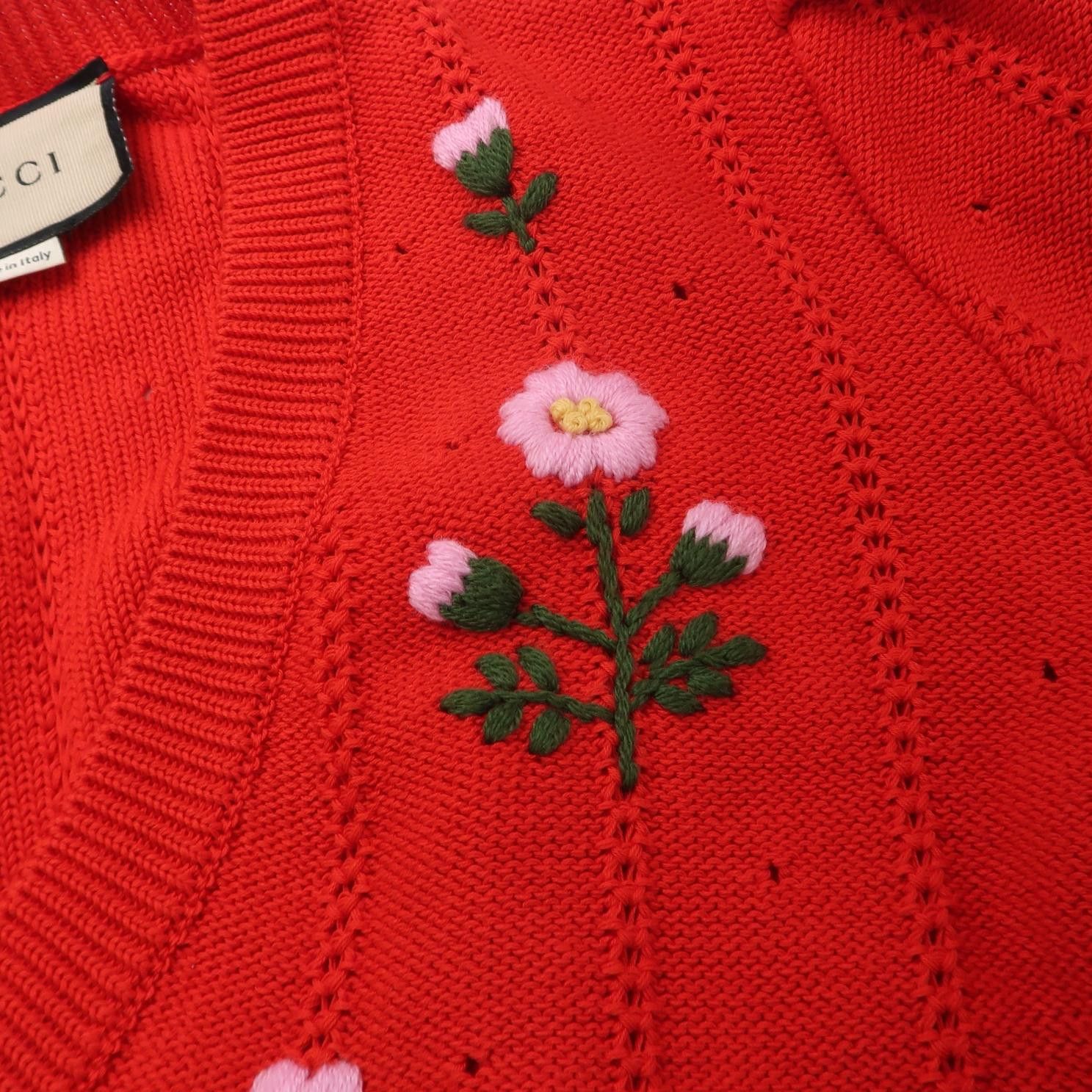 Gucci Gucci Floral Embroidered V-Neck Sweater Size M Size US M / EU 48-50 / 2 - 3 Thumbnail