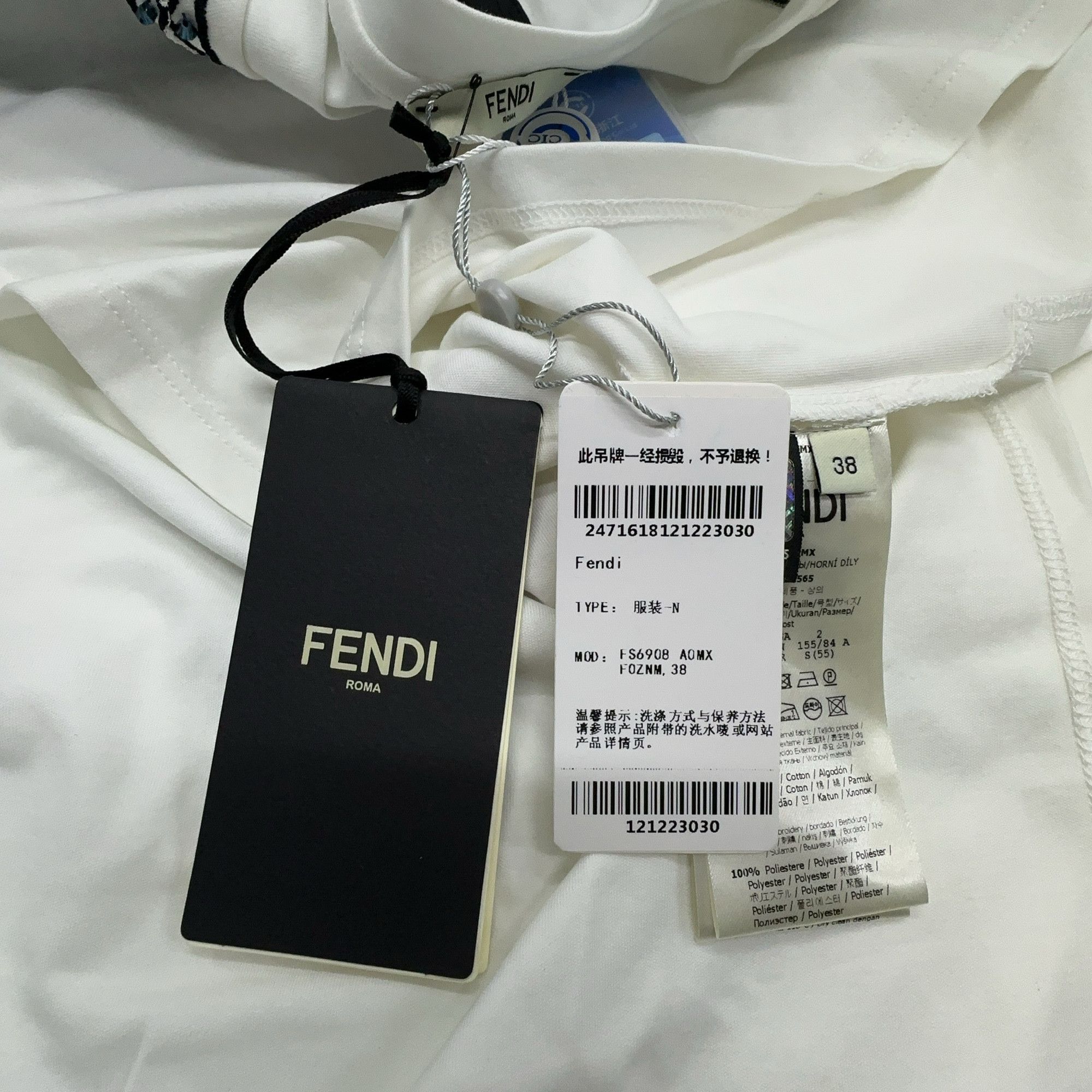 Fendi Fendi Embellished Cotton T-Shirt Size 38 Size XS / US 0-2 / IT 36-38 - 4 Thumbnail