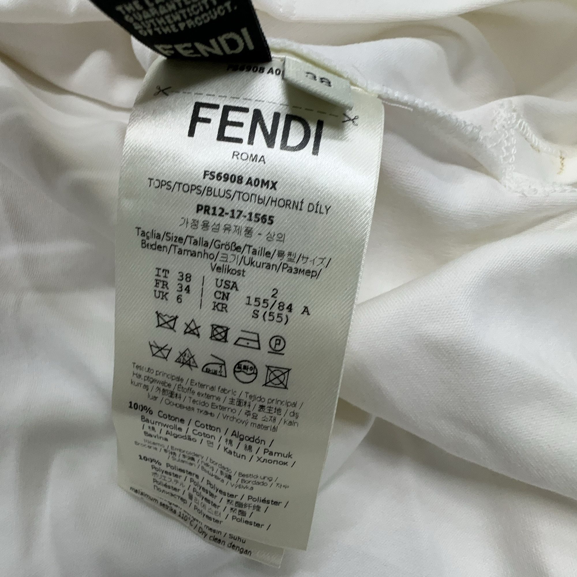 Fendi Fendi Embroidered Pattern T-Shirt Size IT 38 Size XS / US 0-2 / IT 36-38 - 4 Thumbnail