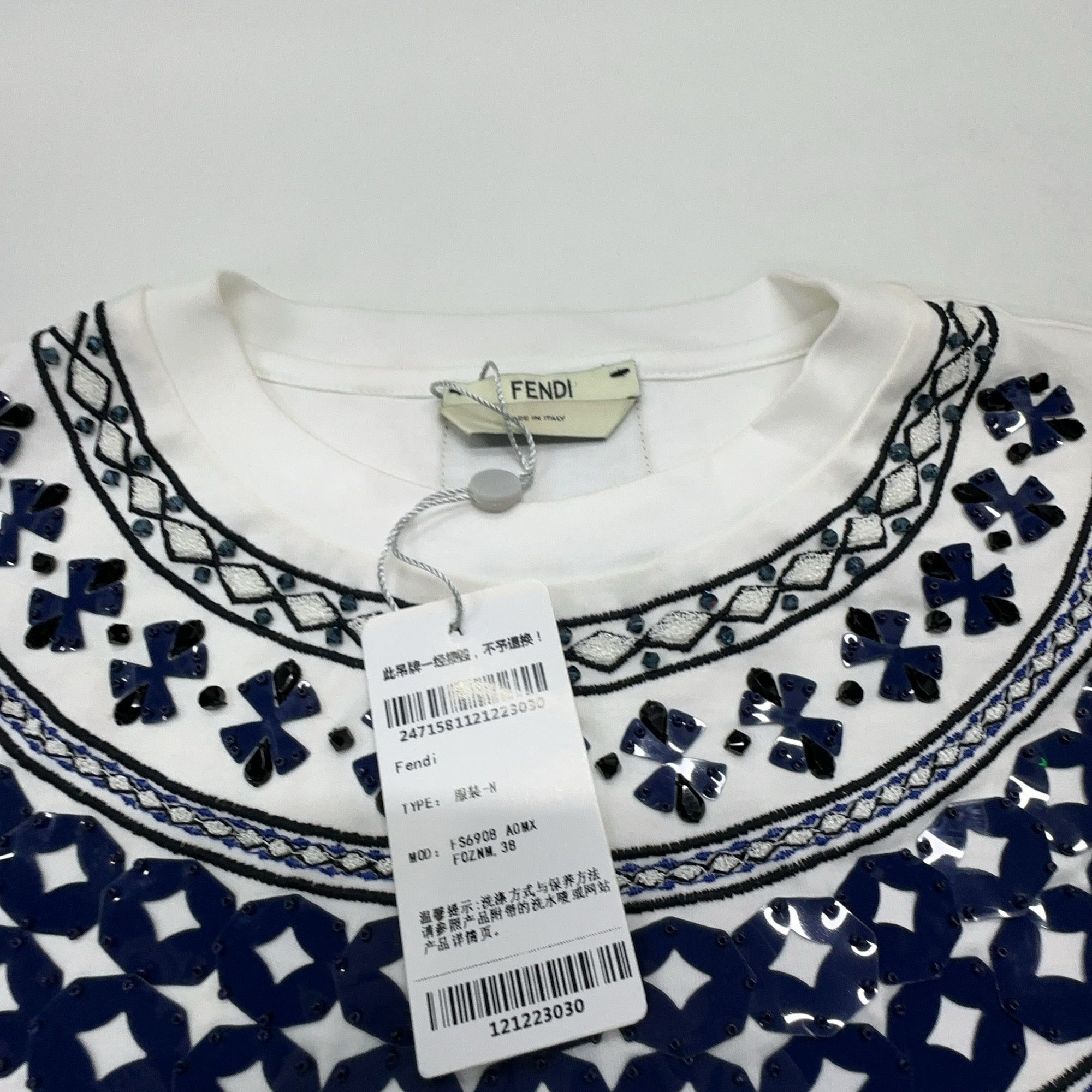 Fendi Fendi Embroidered Pattern T-Shirt Size IT 38 Size XS / US 0-2 / IT 36-38 - 3 Thumbnail