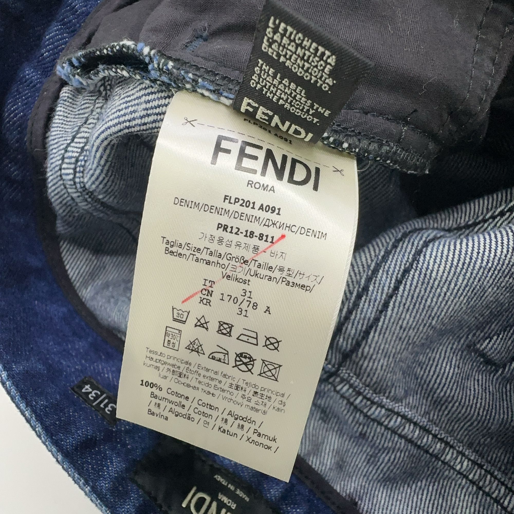 Fendi Fendi Monogram Pattern Denim Jeans Size 31 Size US 31 - 4 Thumbnail