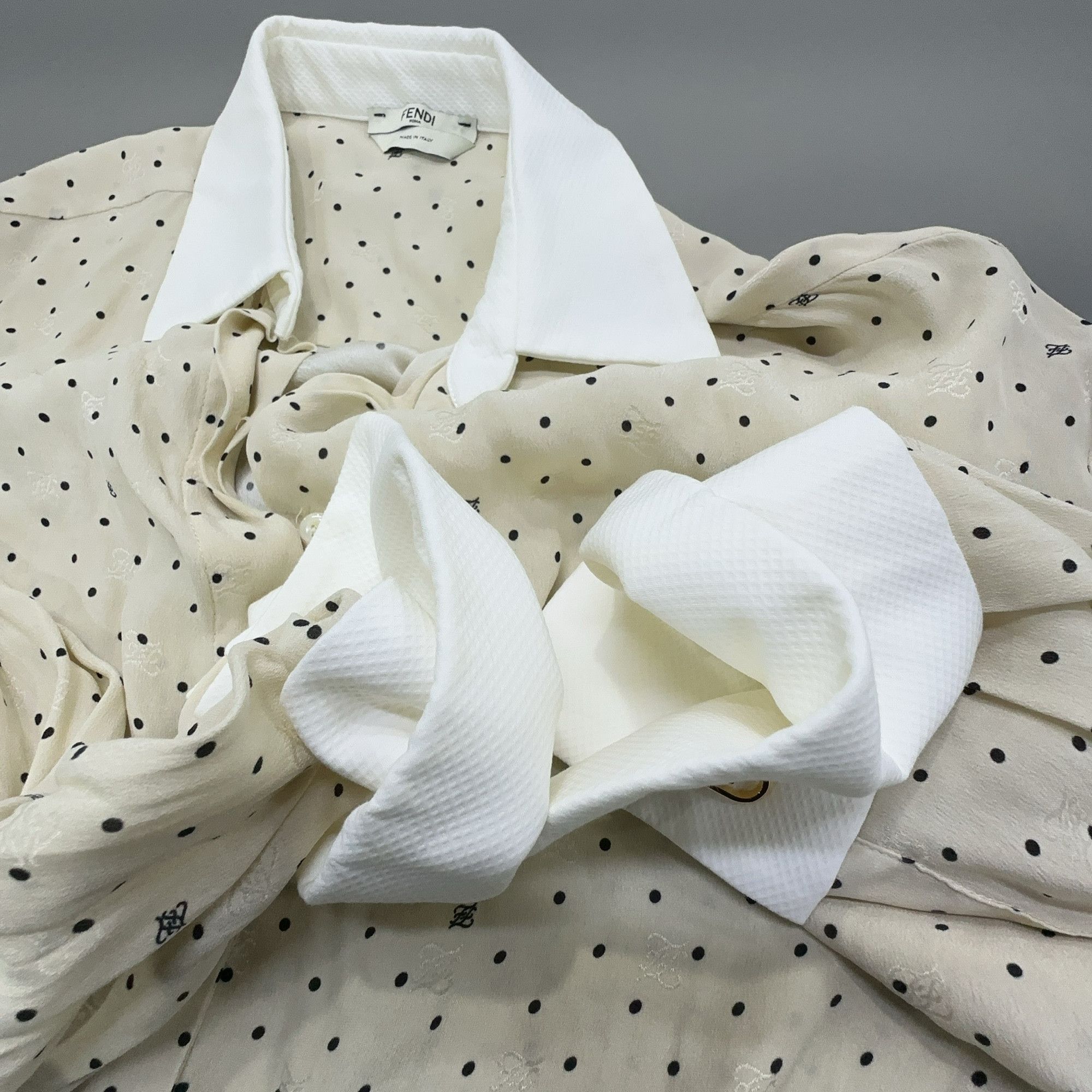 Fendi Fendi Polka Dot Silk Button Up Shirt IT 38 Size XS / US 0-2 / IT 36-38 - 7 Thumbnail