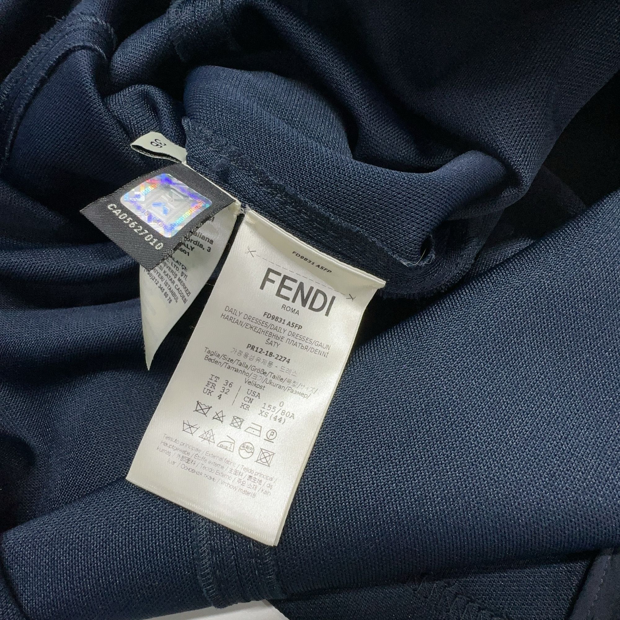 Fendi Fendi FF Logo Off-Shoulder Midi Dress Size 36 Size XS / US 0-2 / IT 36-38 - 4 Thumbnail