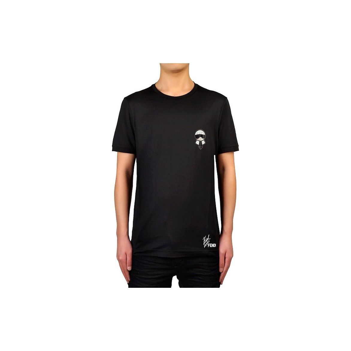 Fendi Fendi Karl Lagerfeld Crystal Logo T-Shirt Black Size M Size US M / EU 48-50 / 2 - 12 Thumbnail